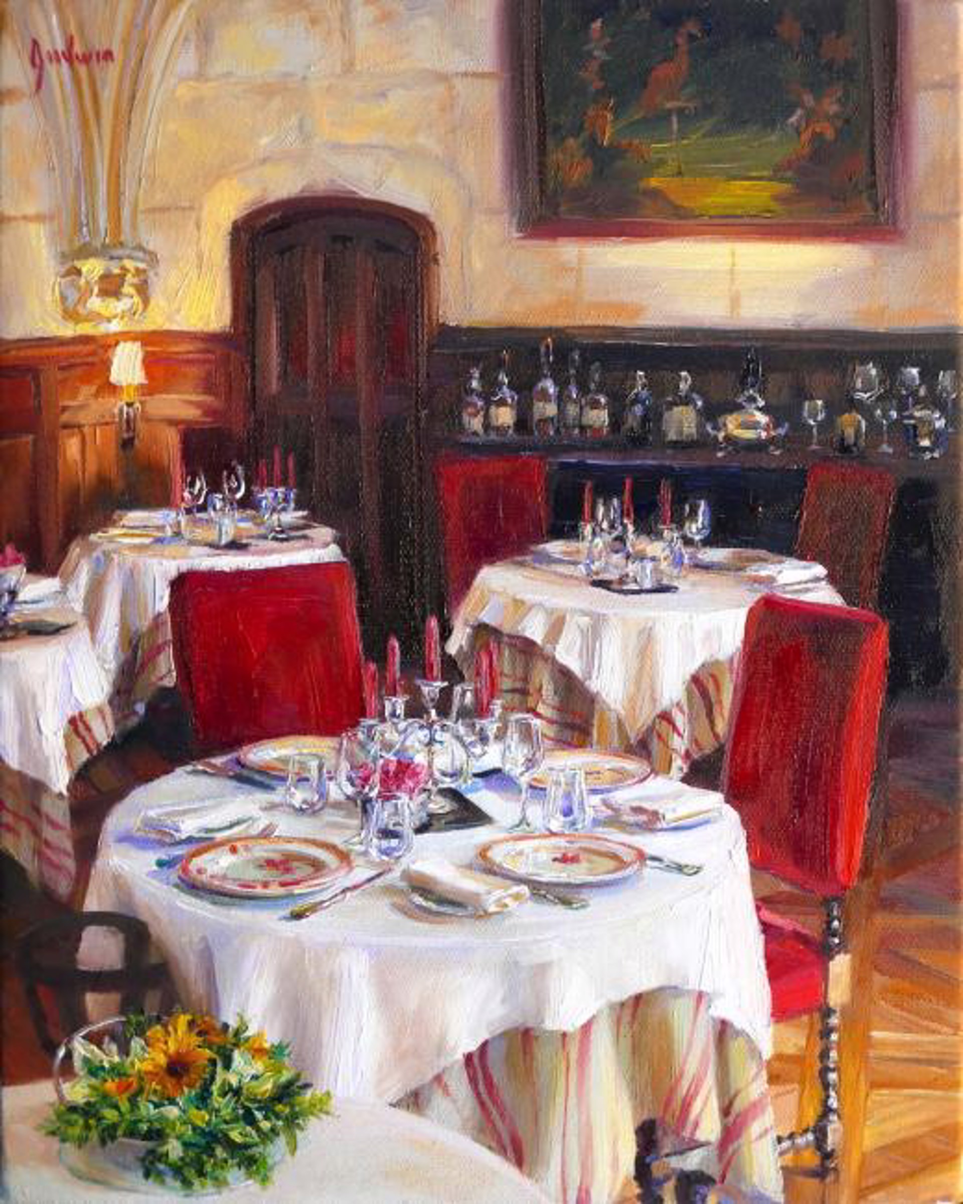 Striped Linens and Glassware, Chateau de Chissay by Lindsay Goodwin