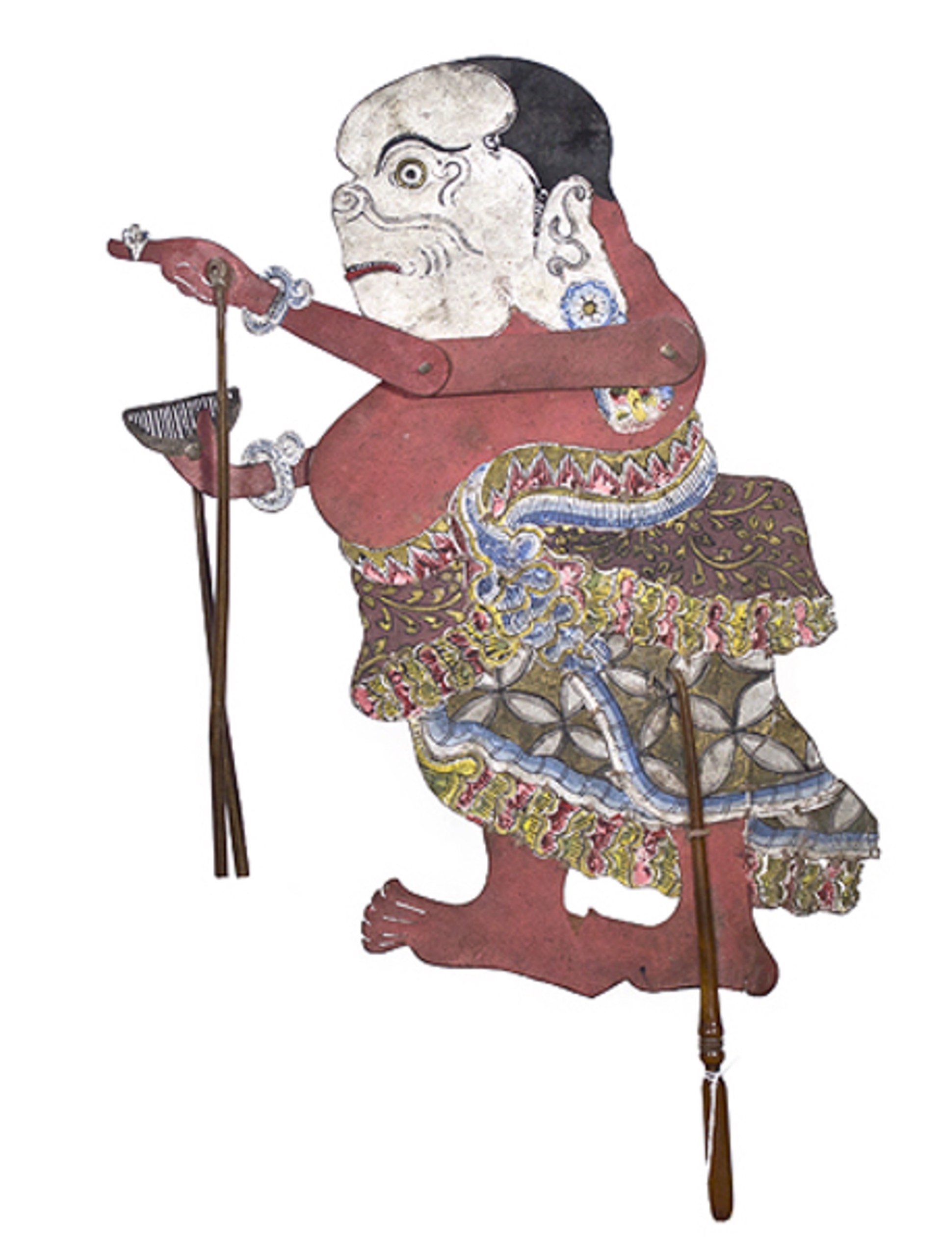 Flat Wooden Puppet (woman with comb and white face) Wayang Klitik by Indonesian