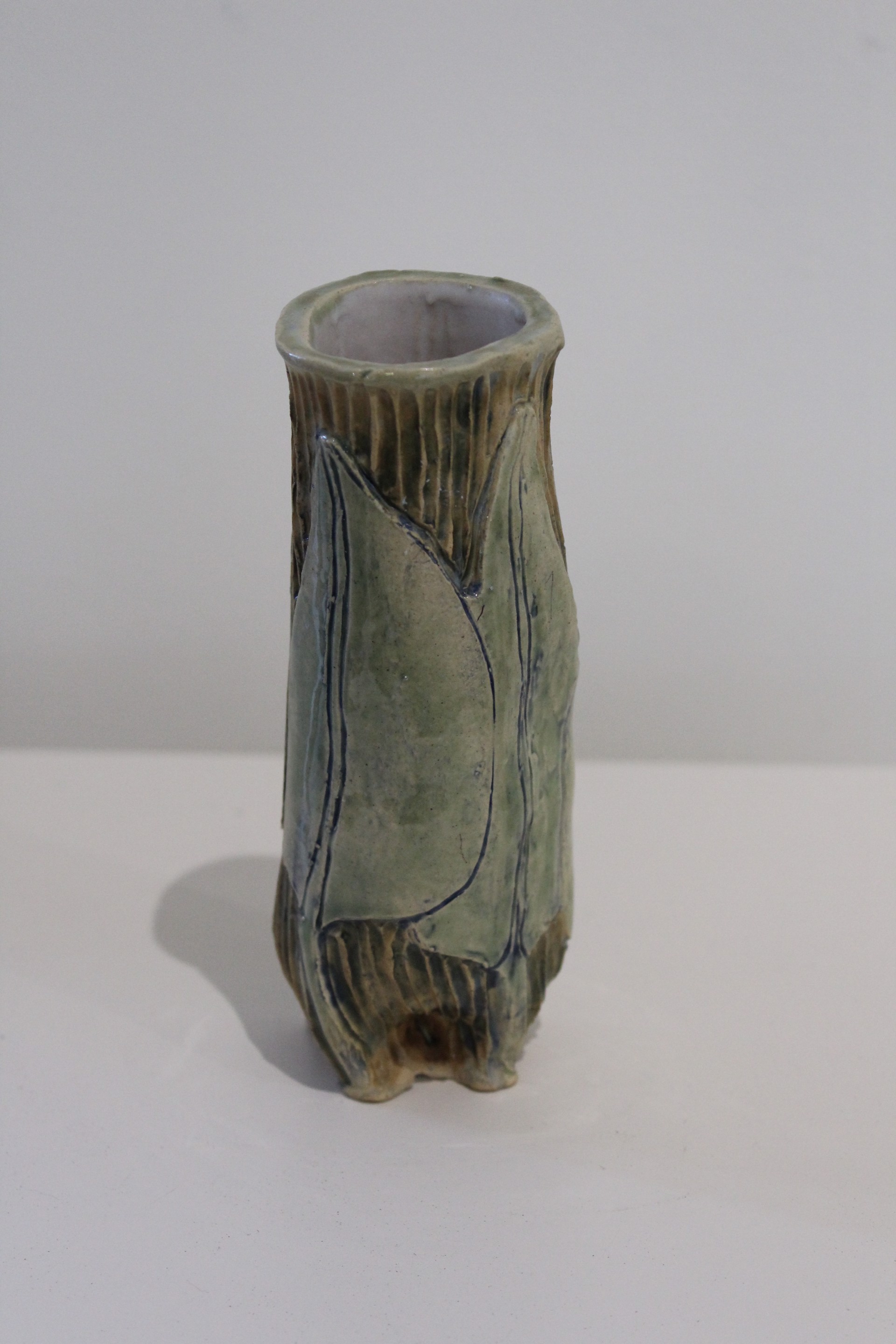 Green Leaf Vase (NB484) by Nini Bodenheimer