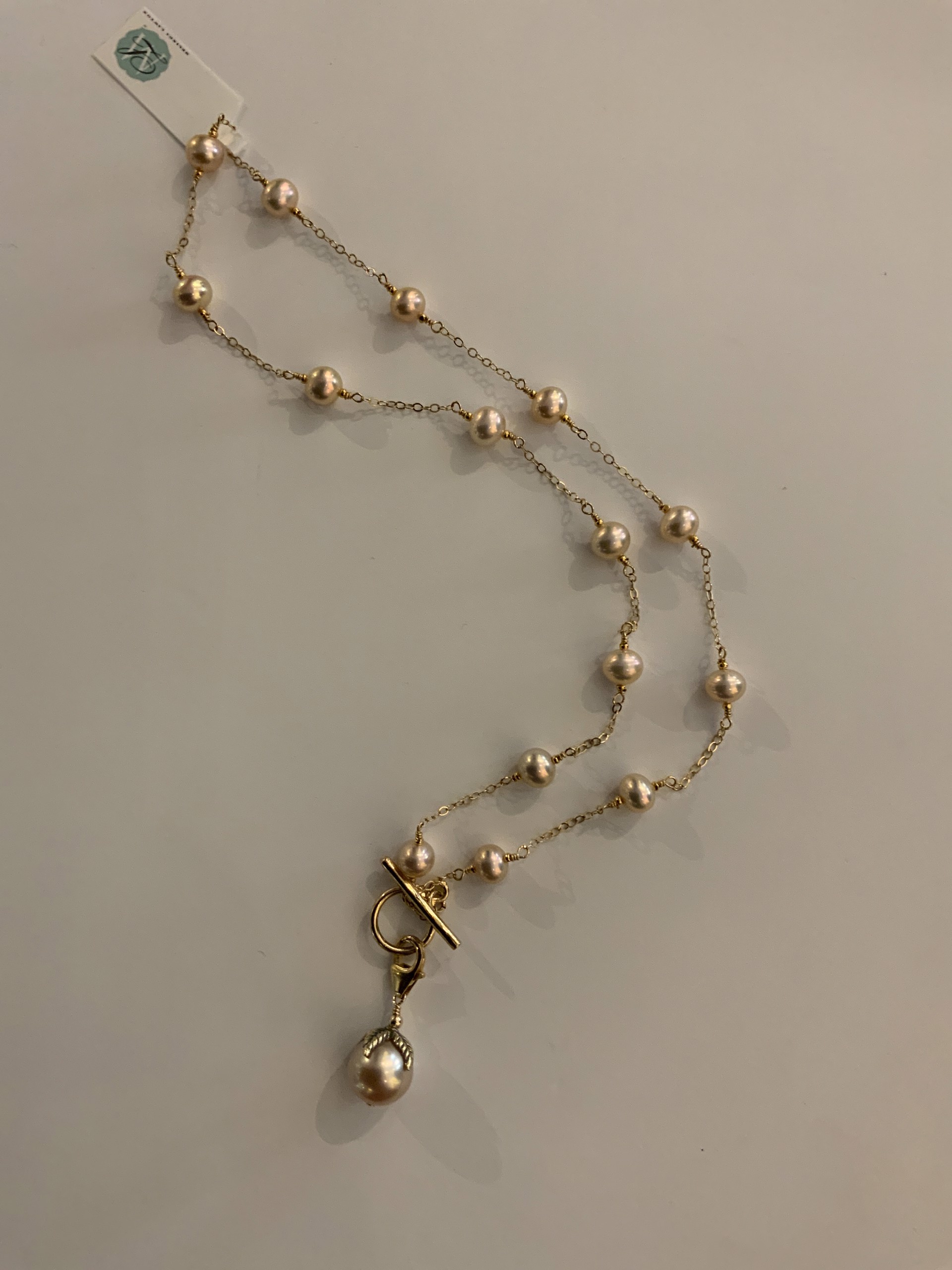 Pearls in Peach  14kgf by Melinda Lawton Jewelry
