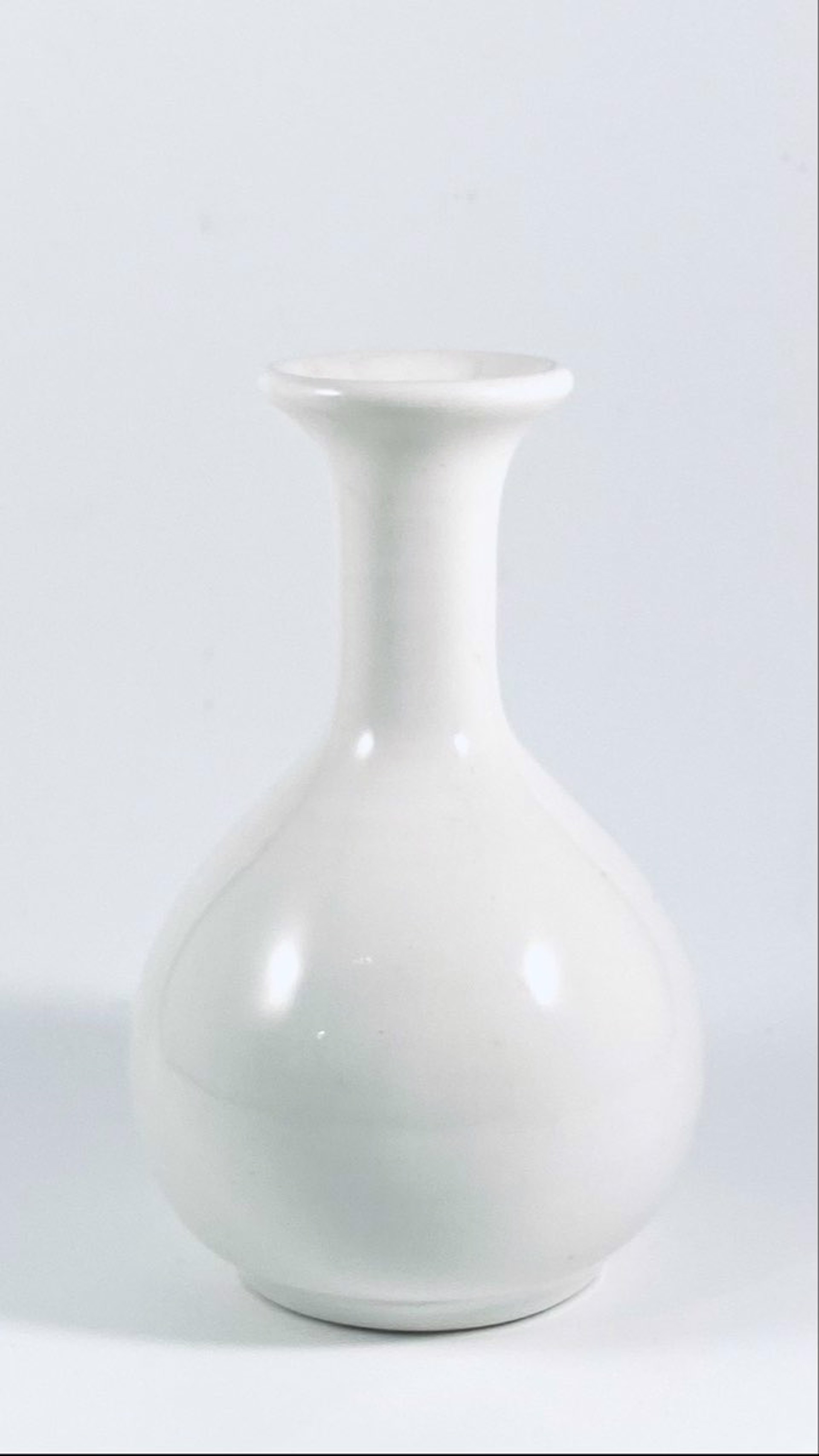 SB21-12 Small Glossy White Bottle Vase by Silas Bradley