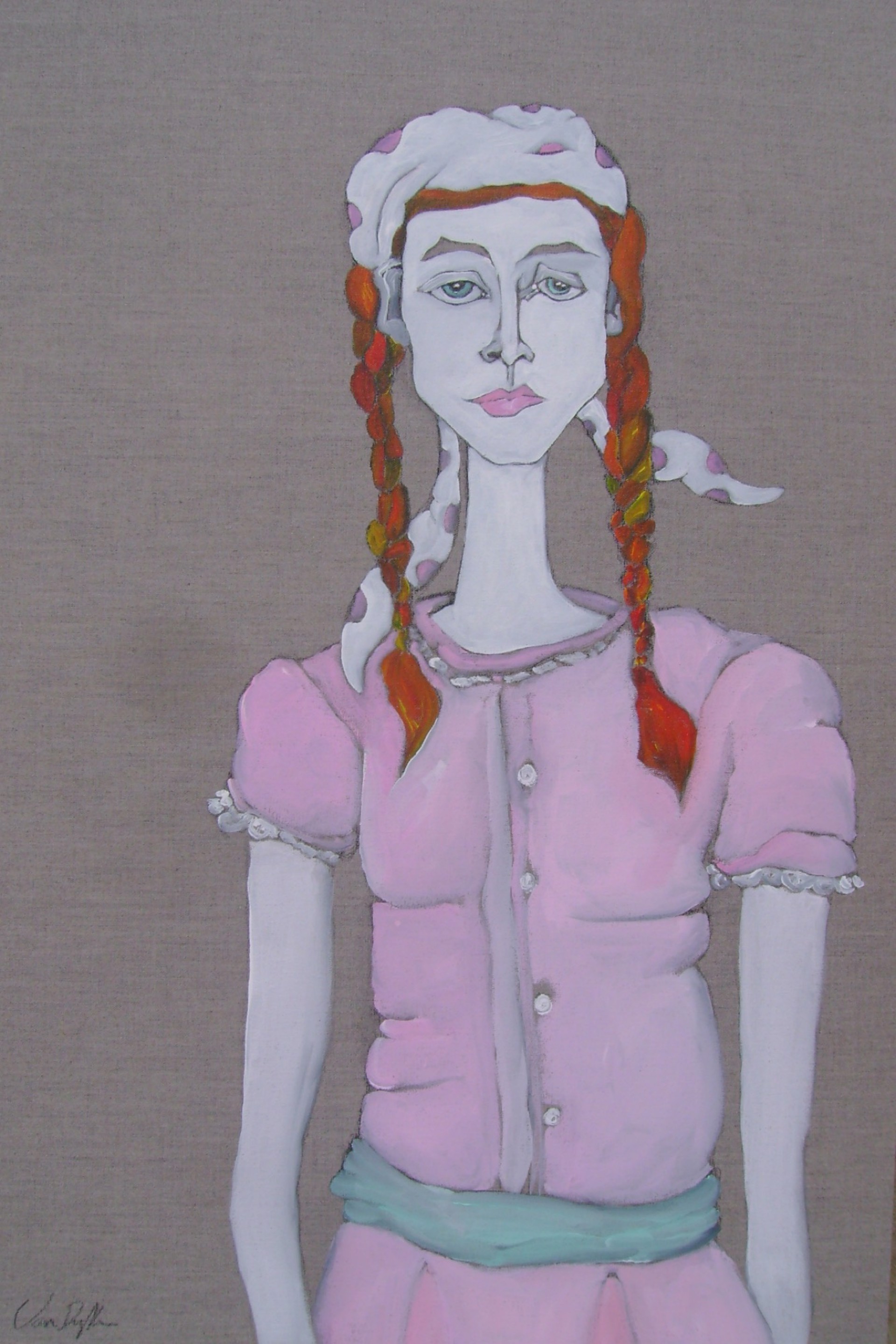 Self-Portrait Pink Dress with Polka Dot Scarf by Rachael Van Dyke