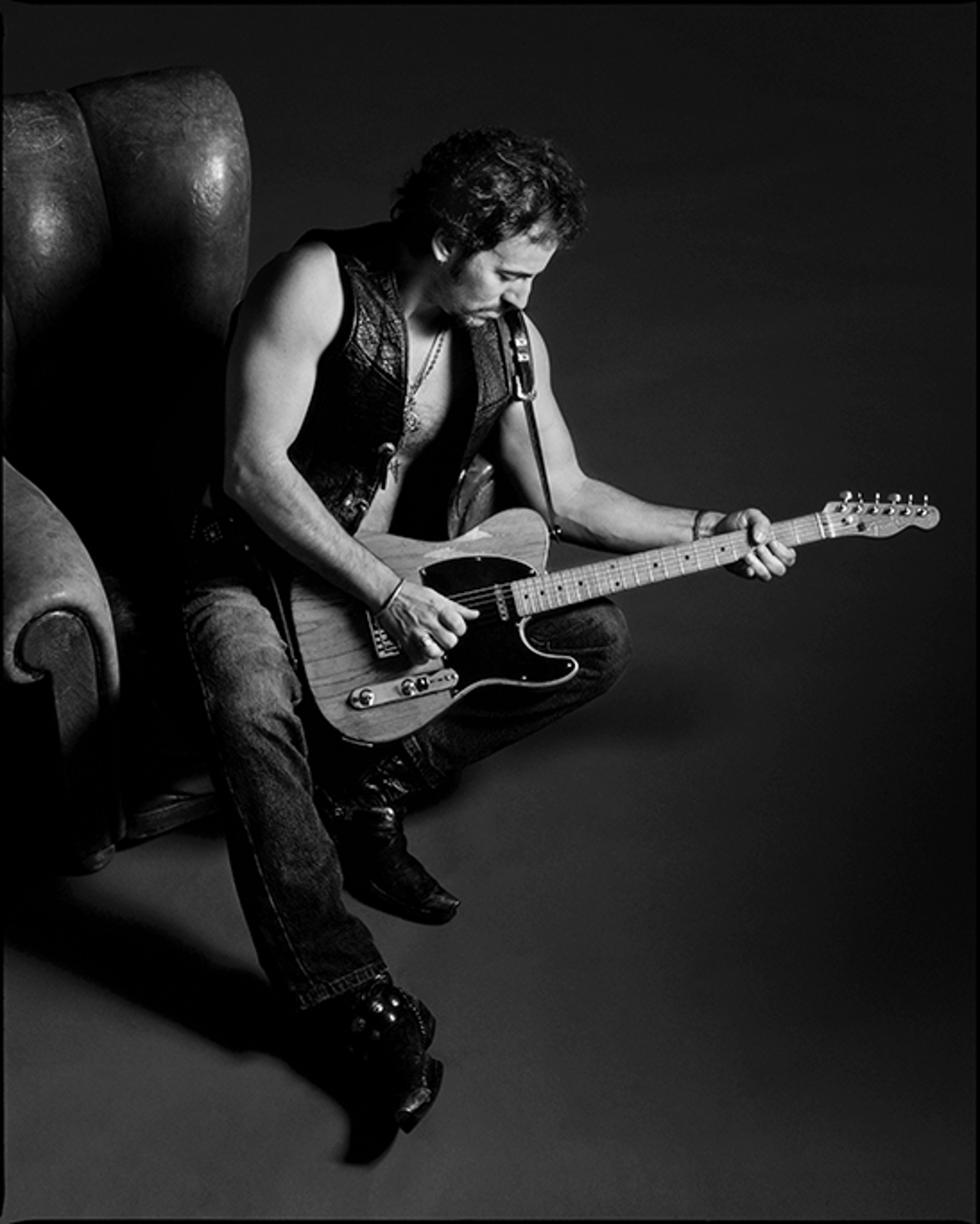 91152 Bruce Springsteen Edge of Chair BW by Timothy White