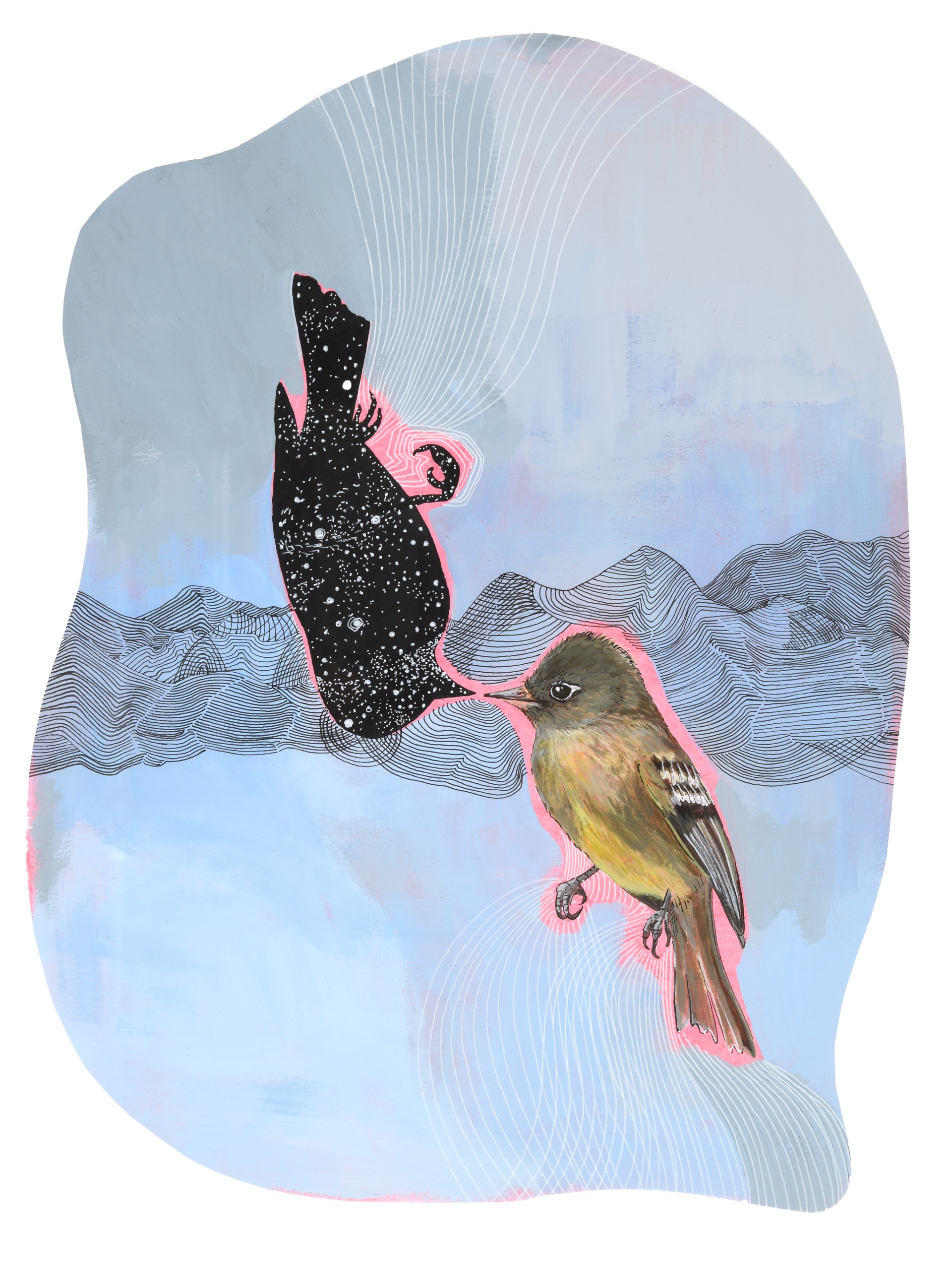 Disappearing Birds of North America: Cordilleran Flycatcher by Kirsten Furlong