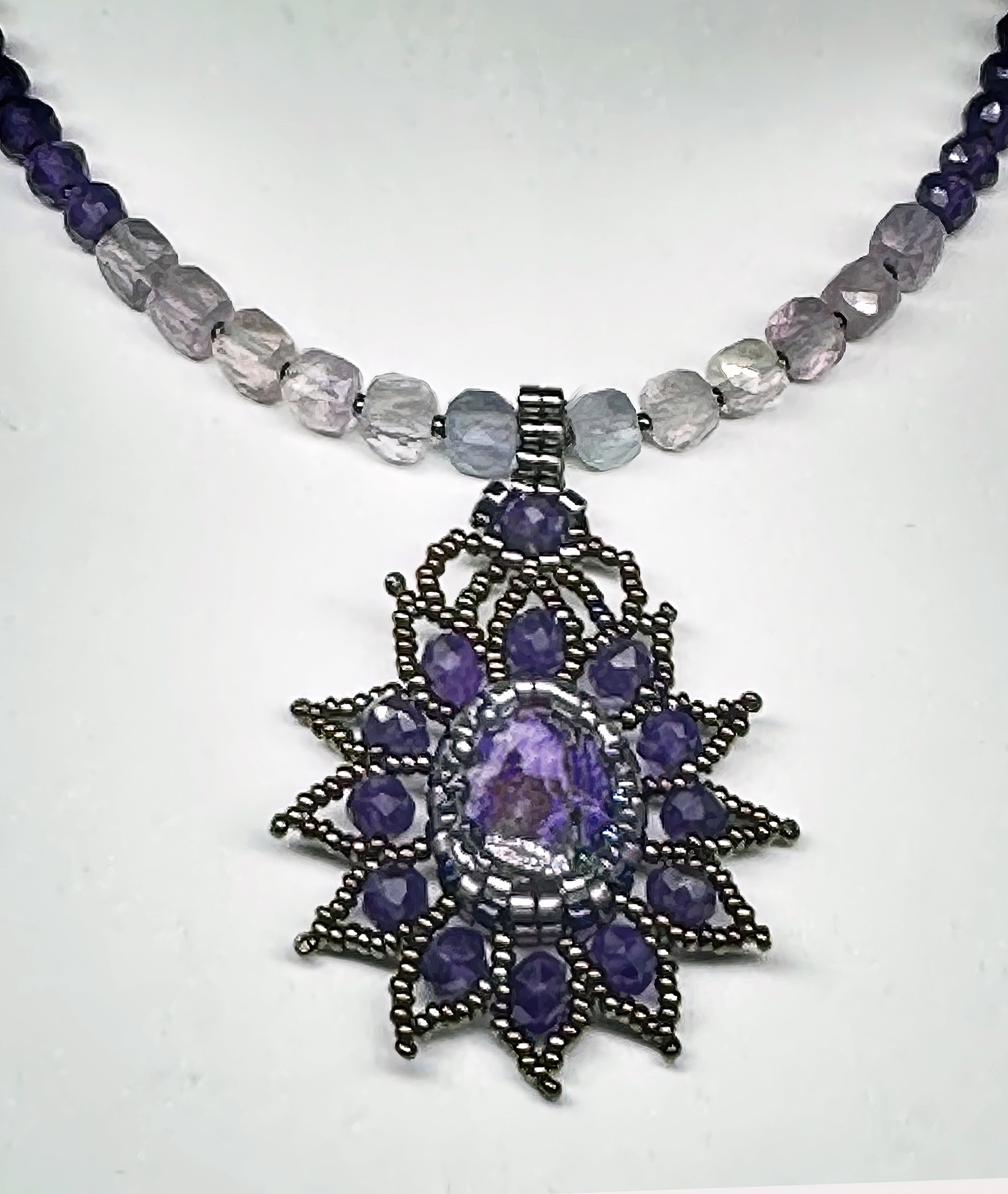 Sugilite Star Necklace with Gemstone Beads by Nina Vidal