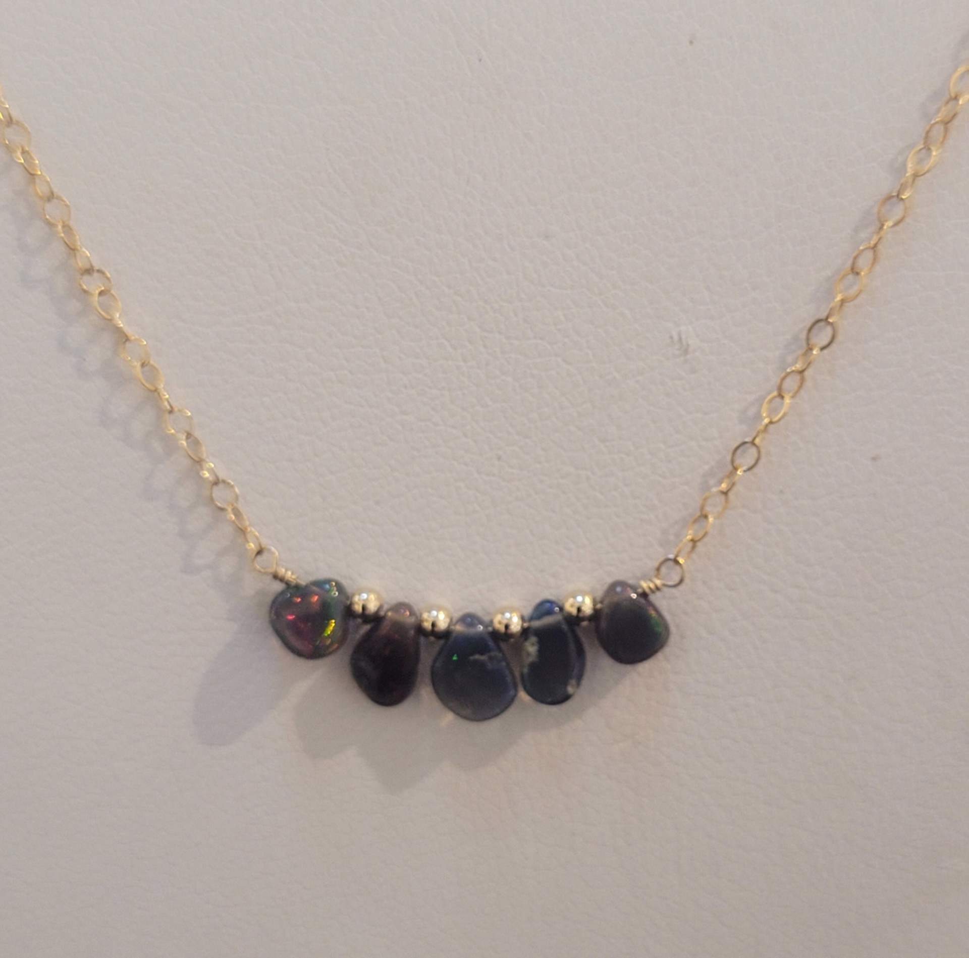 Necklace - Black Opal 5 Stone 14K Gold Filled by Julia Balestracci