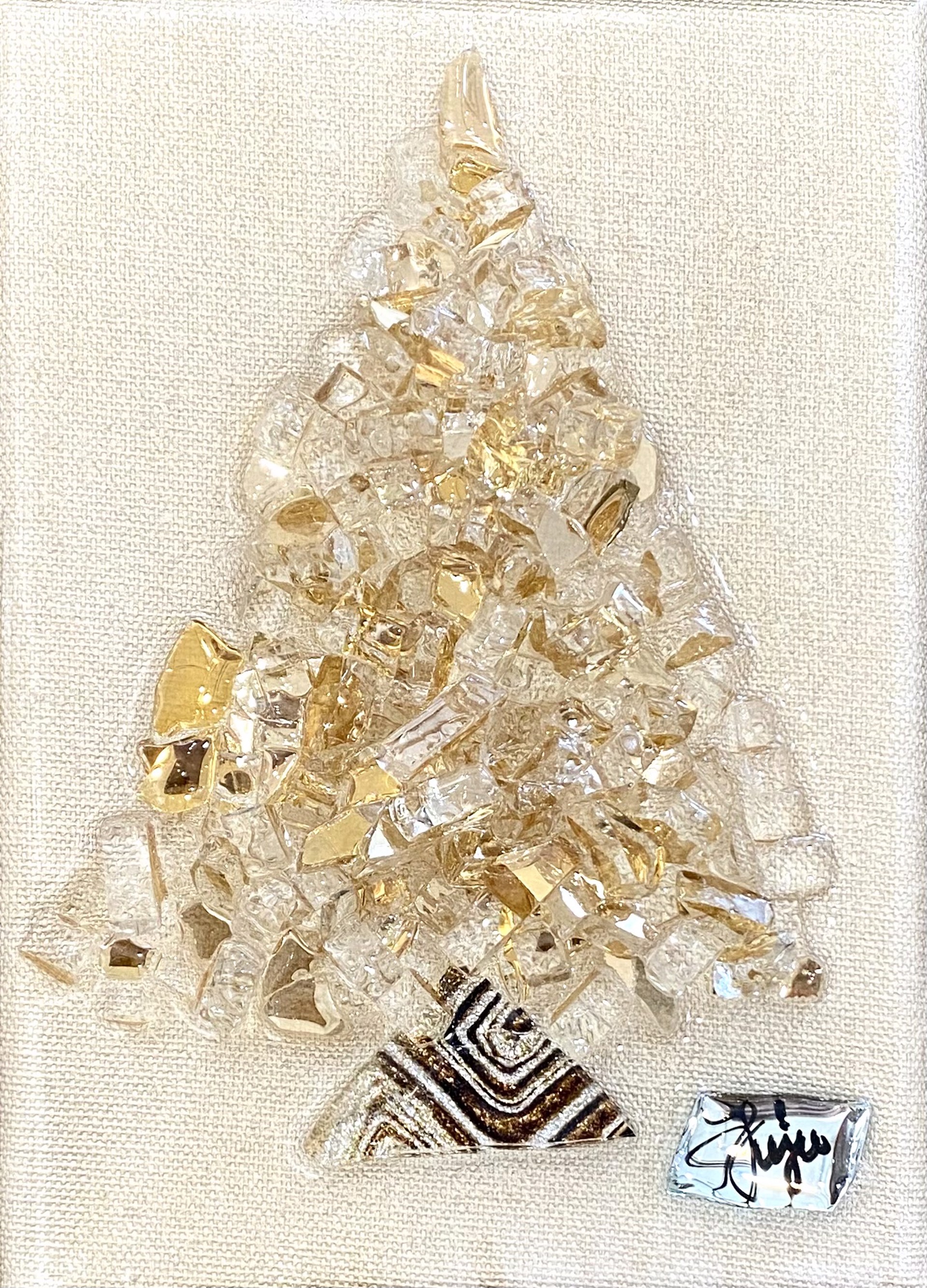 Christmas Tree in Gold by Good Juju Glass Art