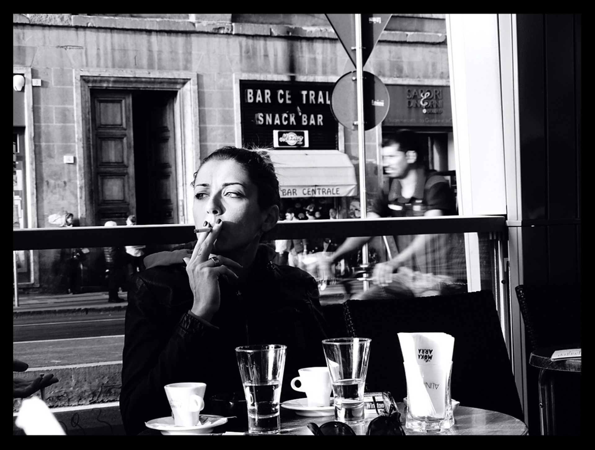 Young Woman in a Café, Florence by Stacy Widelitz
