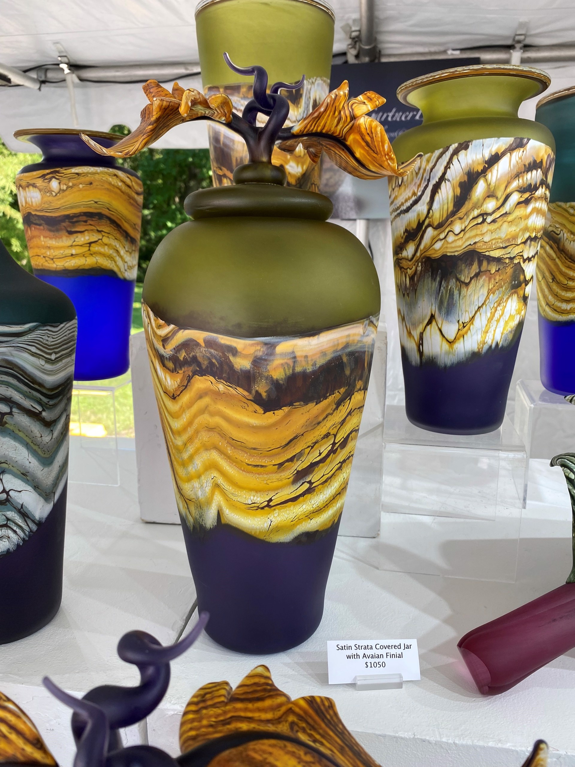 Sage and Amethyst Lidded Sculptural Vase  by Danielle Blade Stephen Gartner
