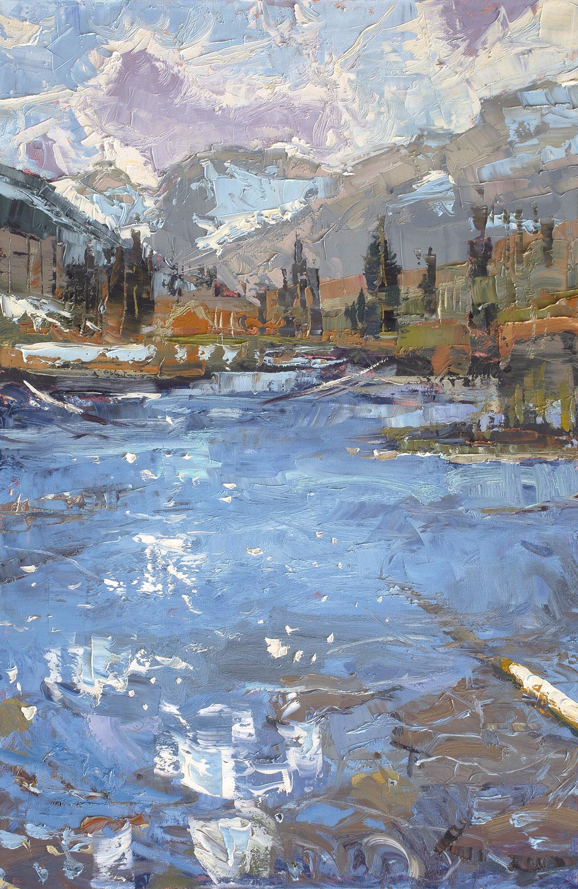 A Contemporary Palette Knife Painting Of A River By Mountains By Silas Thompson At Gallery Wild