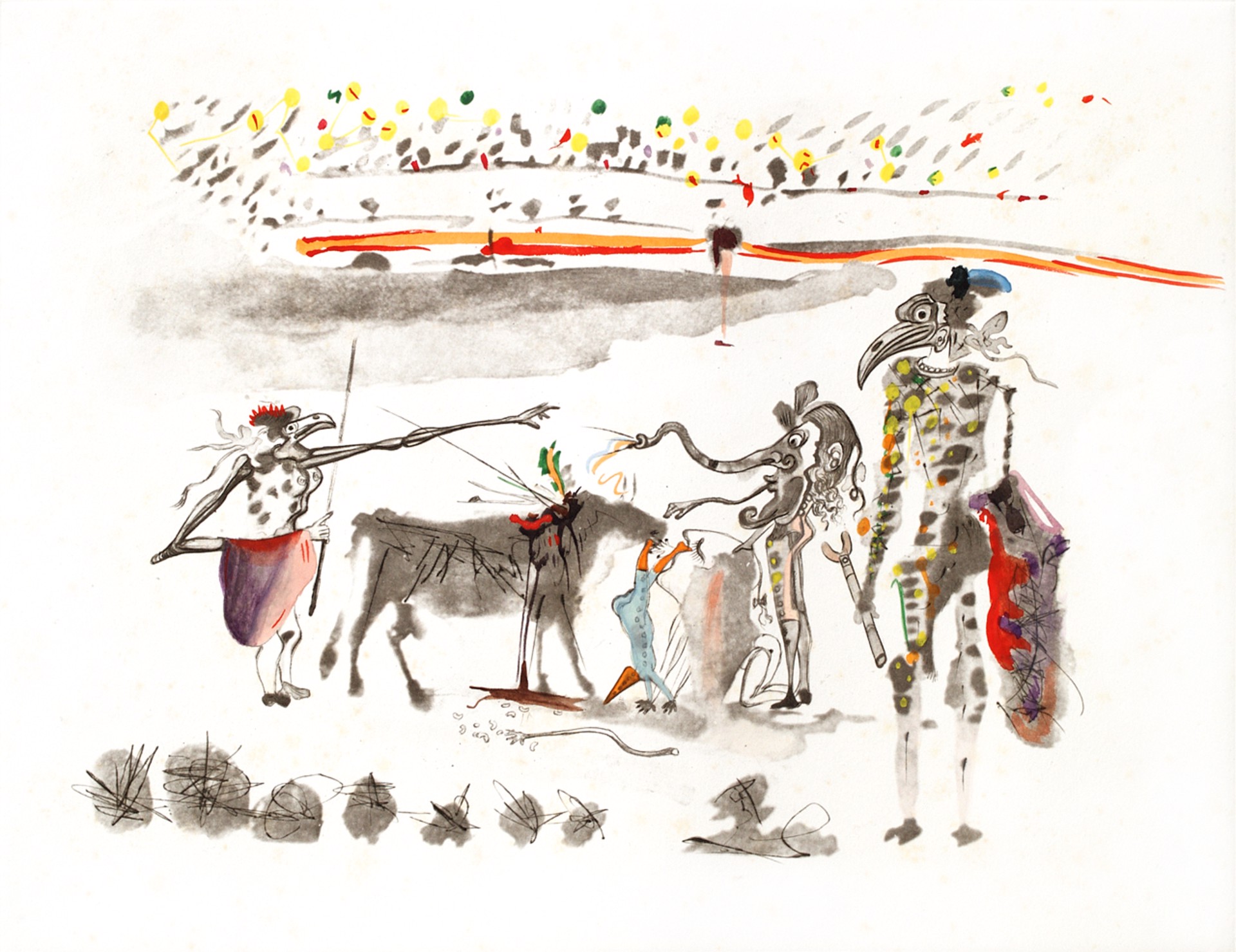 Surrealist Bullfight "Bullfight with Parrots" by Salvador Dali