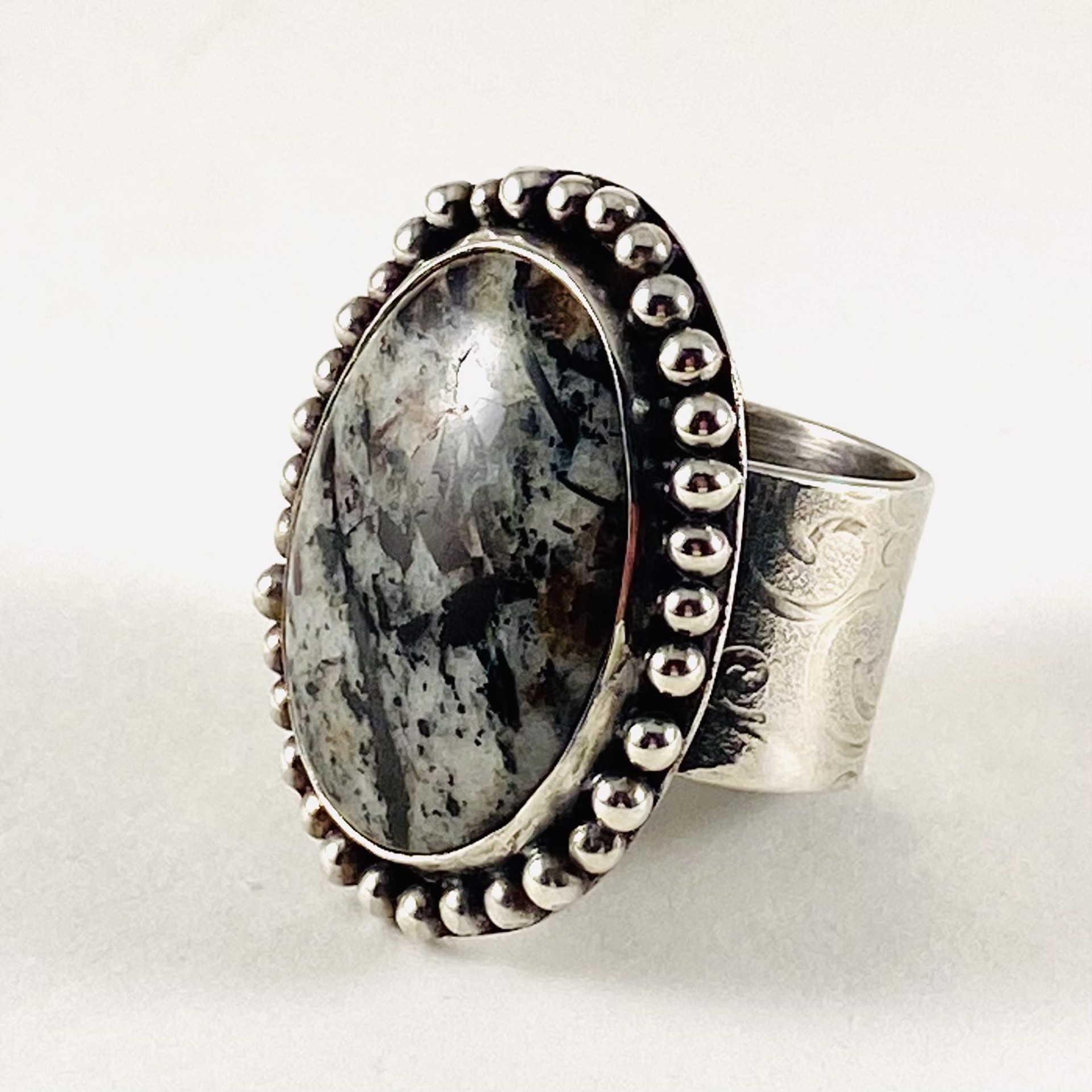 Russian Astrophyllite Ring sz 7.5 by Anne Bivens