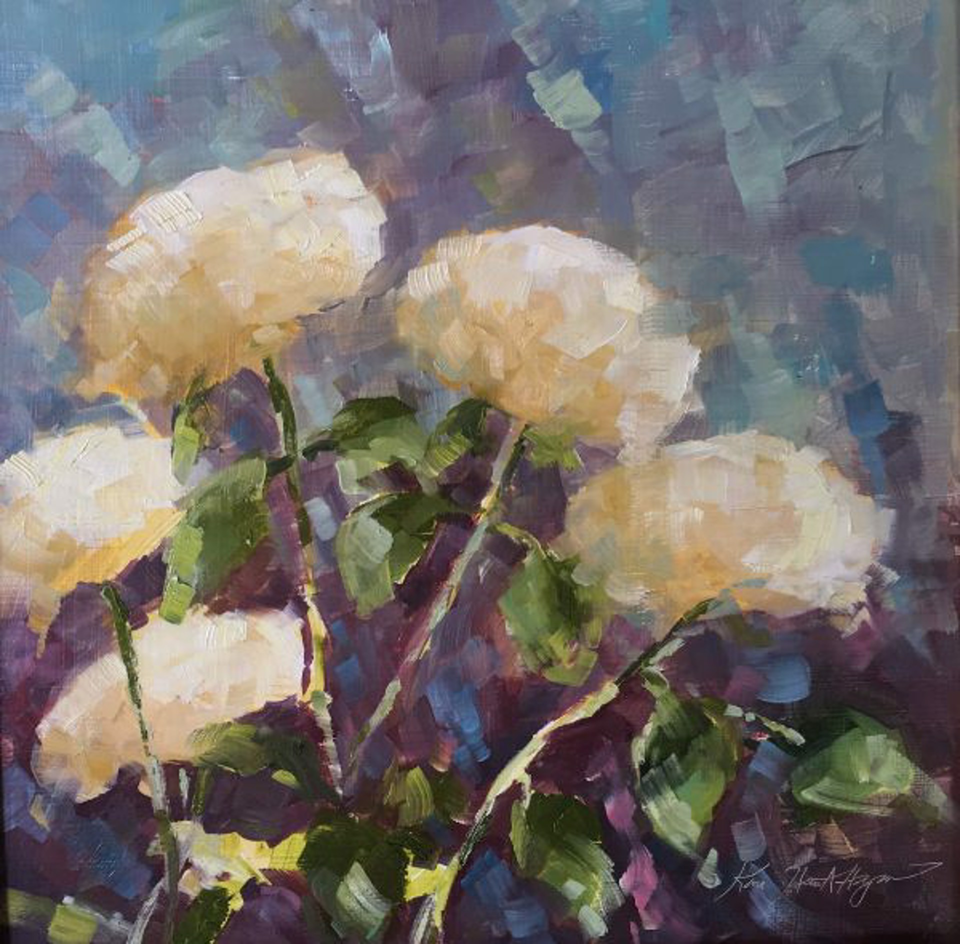 Five White Hydrangeas, Cashiers, NC by Karen Hewitt Hagan