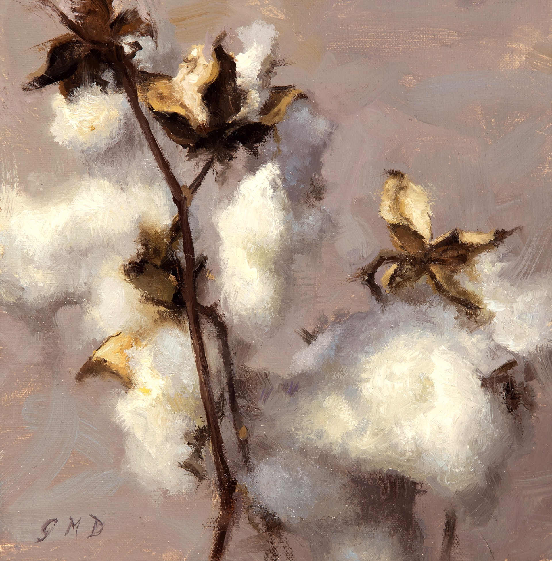Cotton Pod with Violet Background IV by Grace DeVito