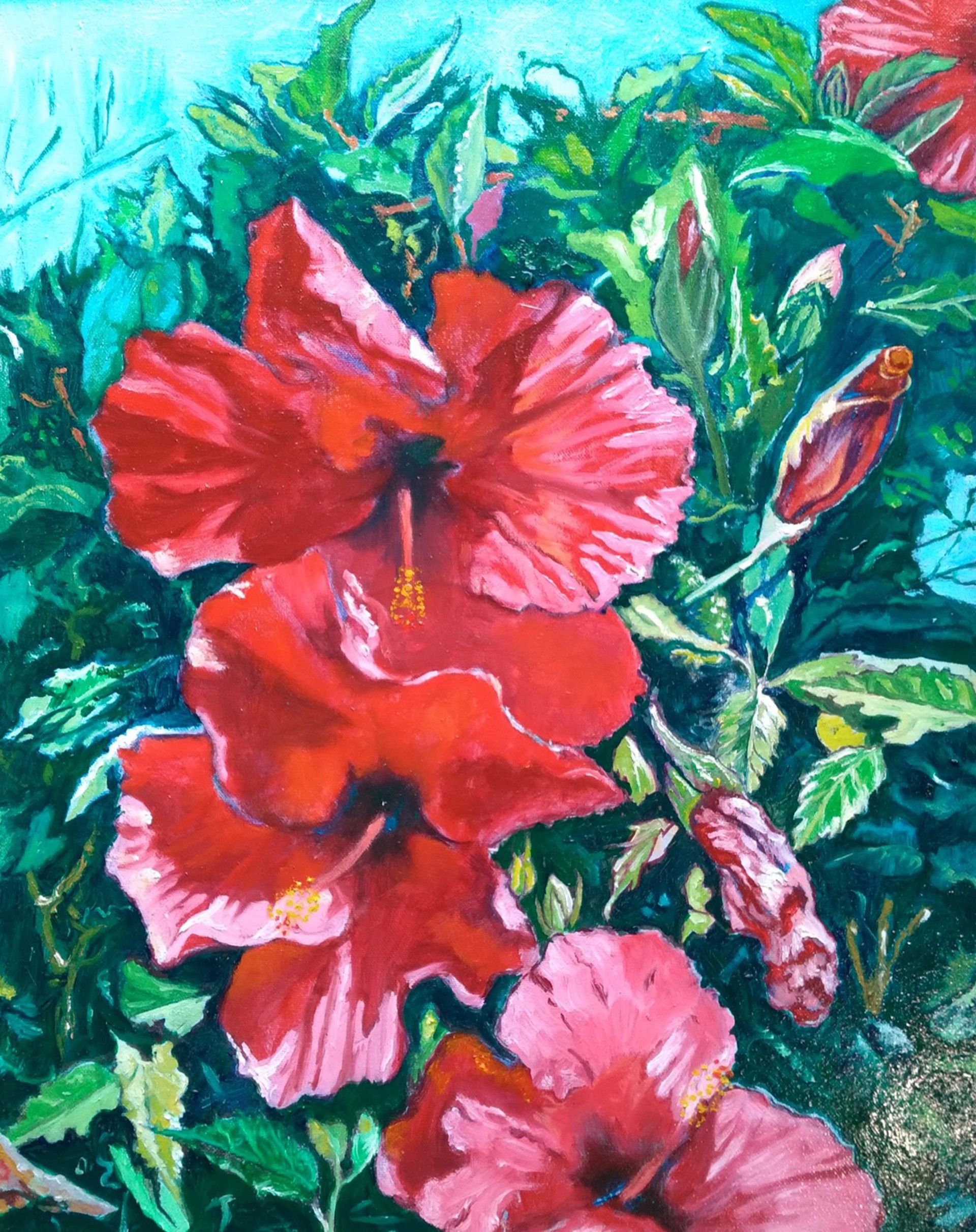 Red Hibiscus by Hank Taufaasau