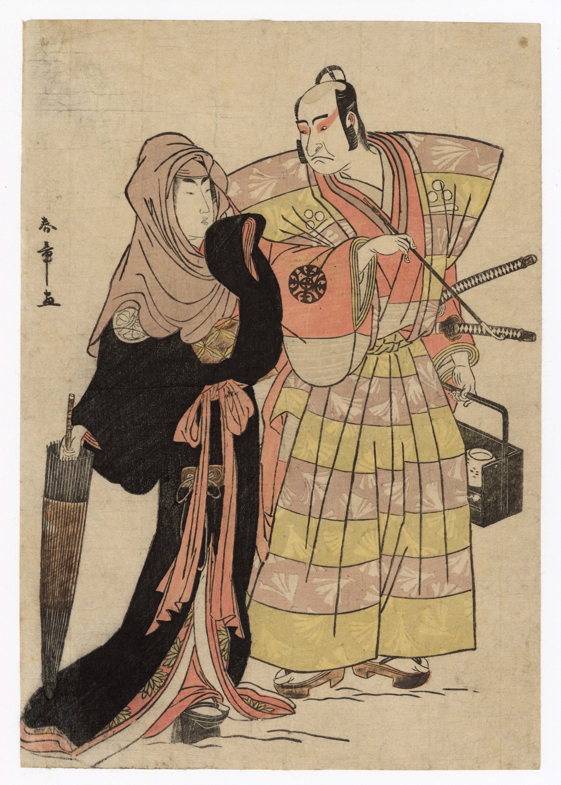 Segawa Kikunojo III(L) and Nakamura Denkuro II(R) in a Scene of an Unidentidied Kabuki Drama by Shunsho