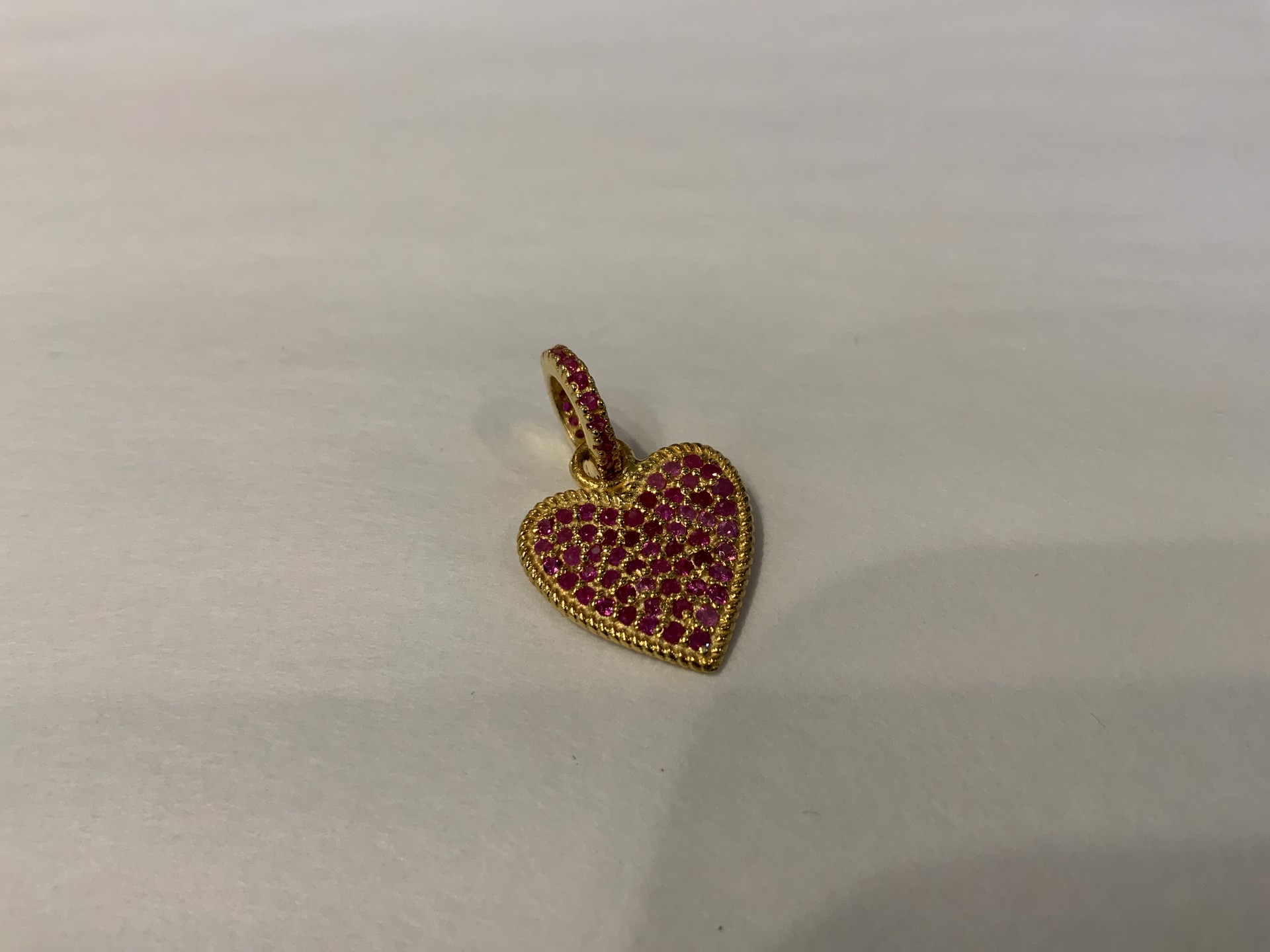 Gold Vermeil and Pave Ruby Heart Pendant by Karen Birchmier
