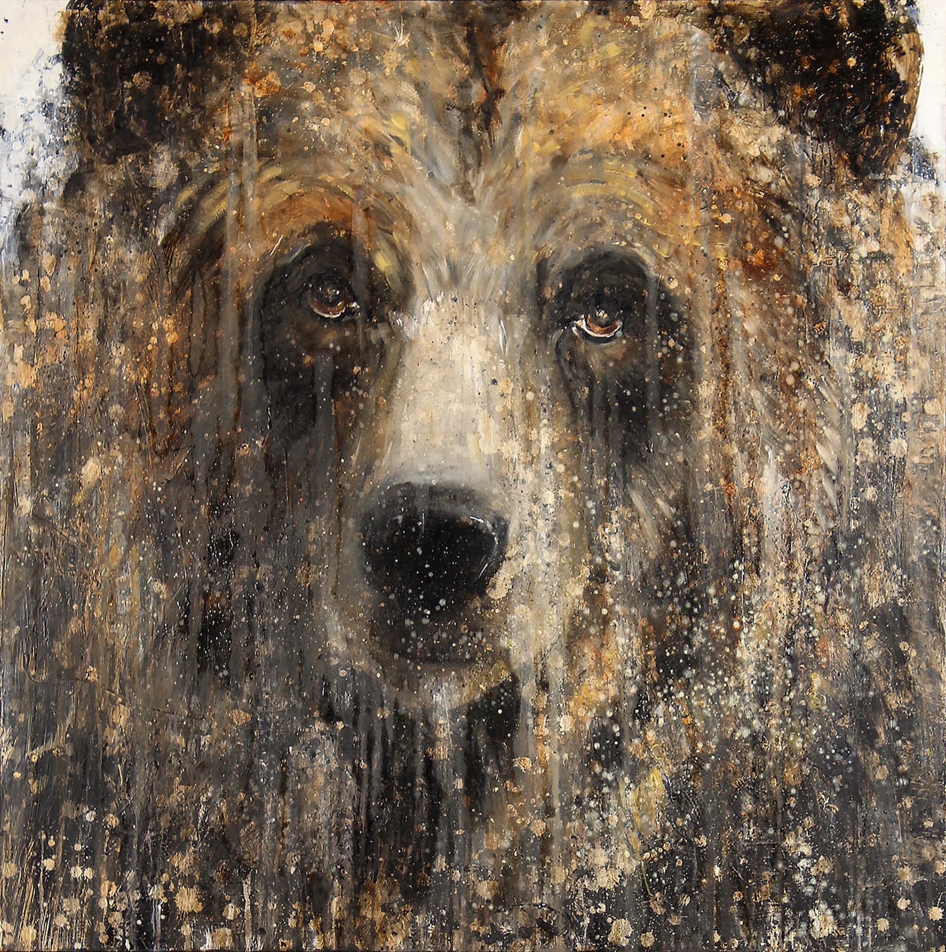 A Contemporary Painting Of A Grizzly Bear With Neutral Elements By Matt Flint At Gallery Wild