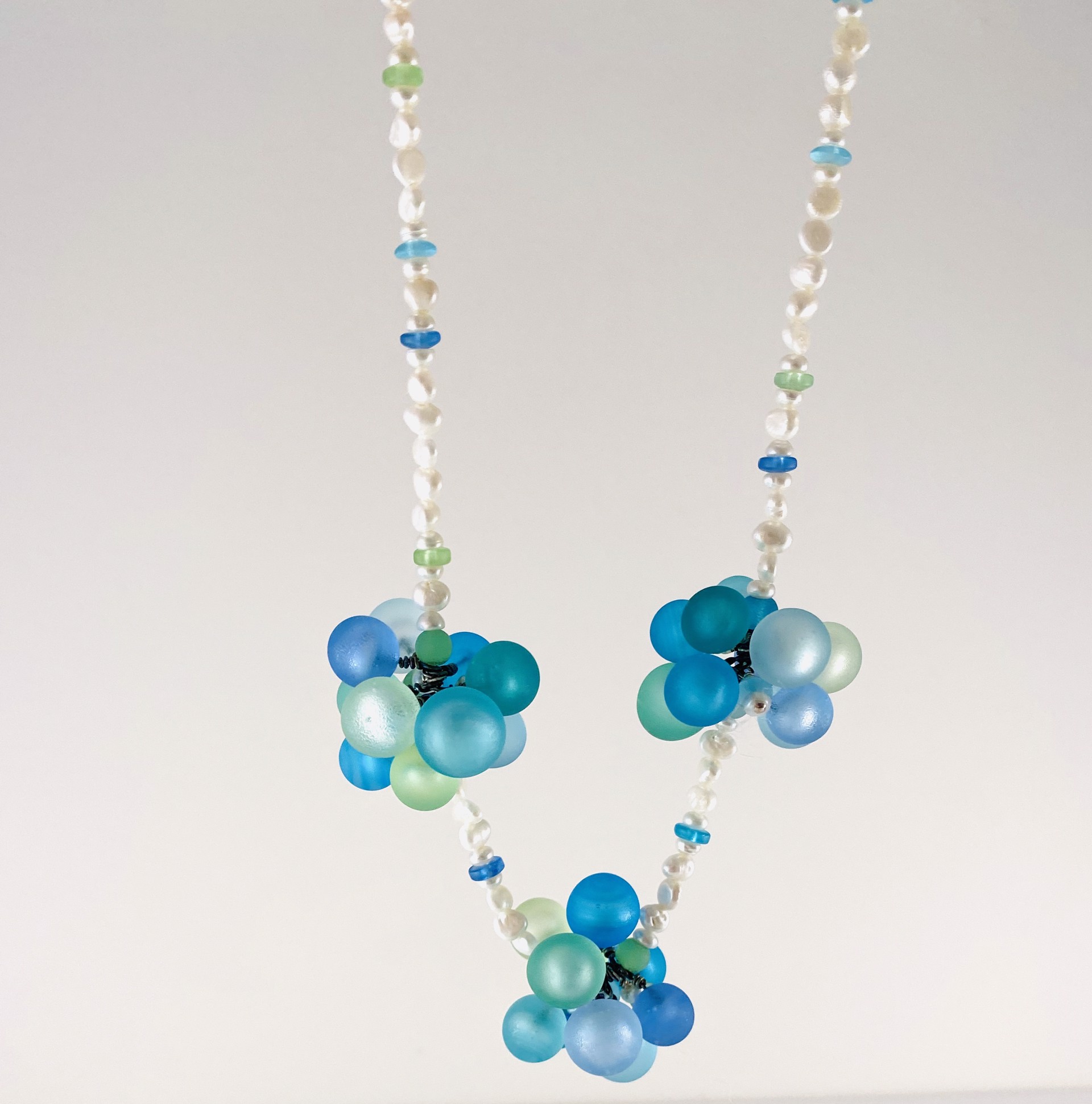 Bubble Bead Clusters, Pearl (fw) Necklace by Linda Sacra