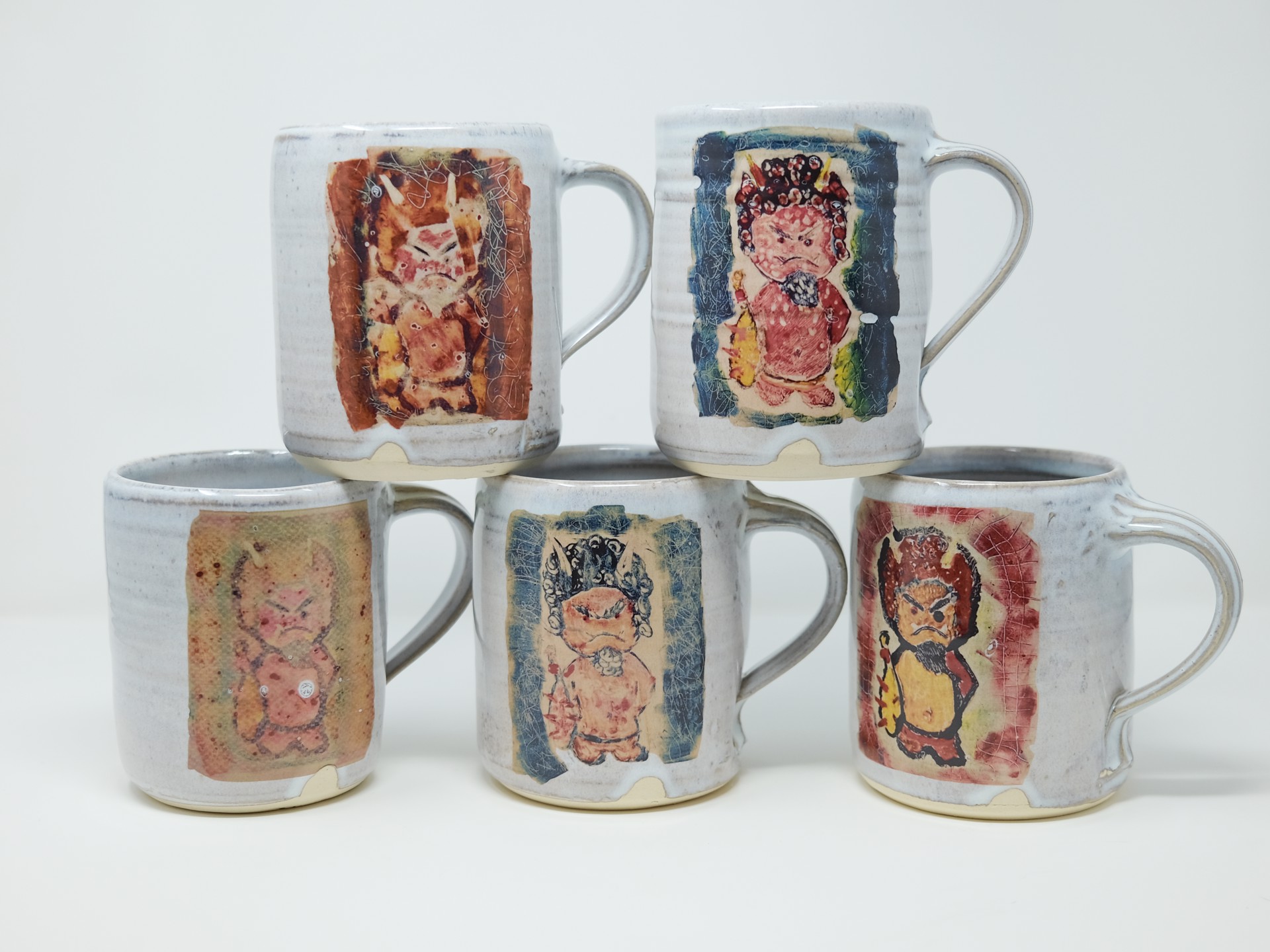 Set of 5 Oni Mugs by Randy McClelland