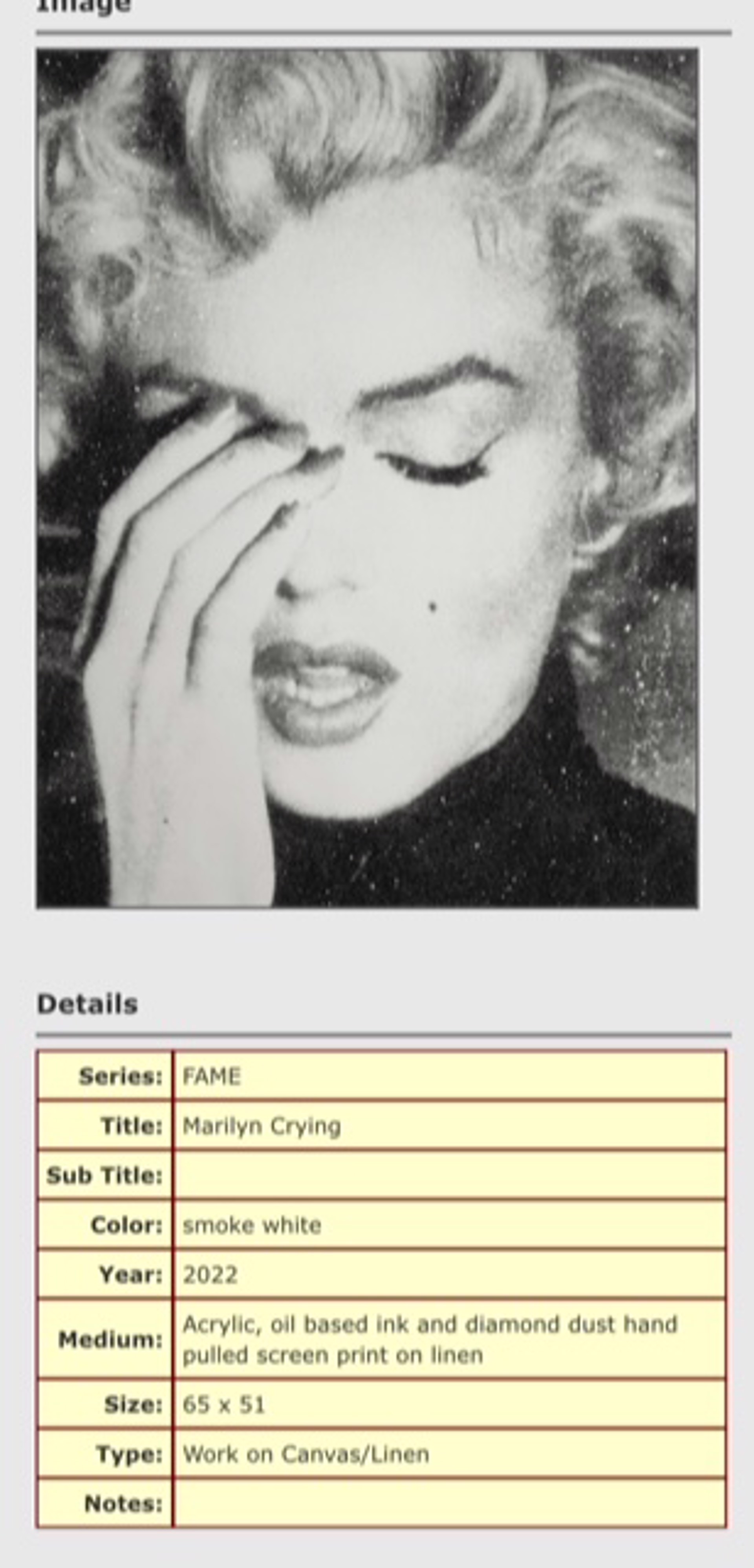 Crying Marilyn Forest Floral White by Russell Young