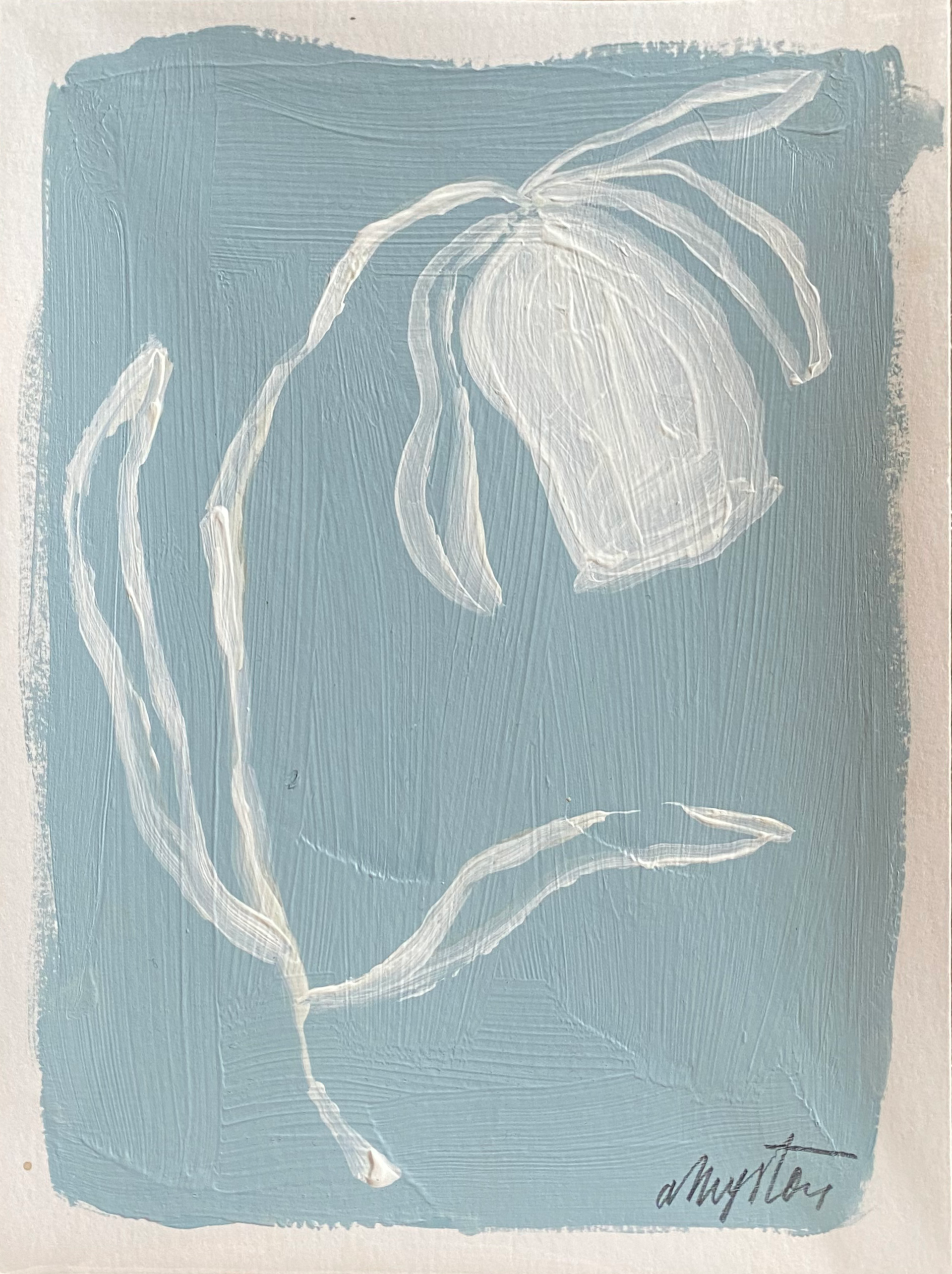 Teal Flora on White VIII by Amy Stone