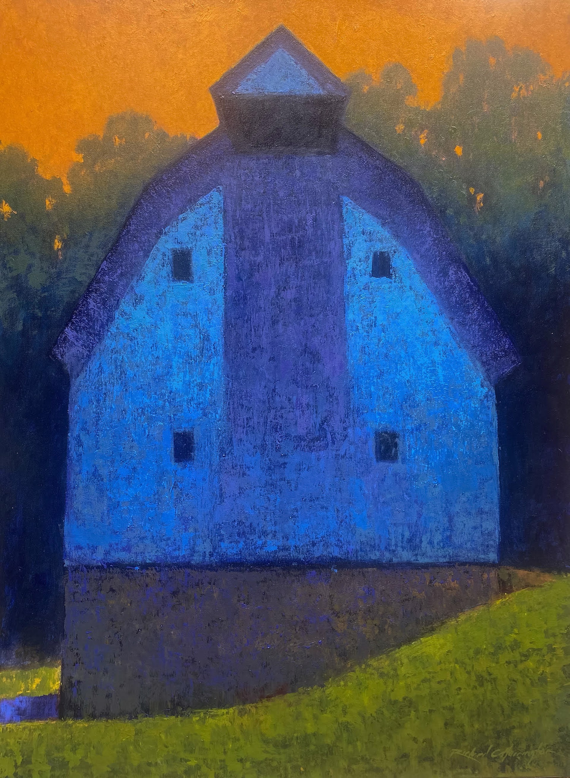 Blue Barn At Dusk by Richard Harrington