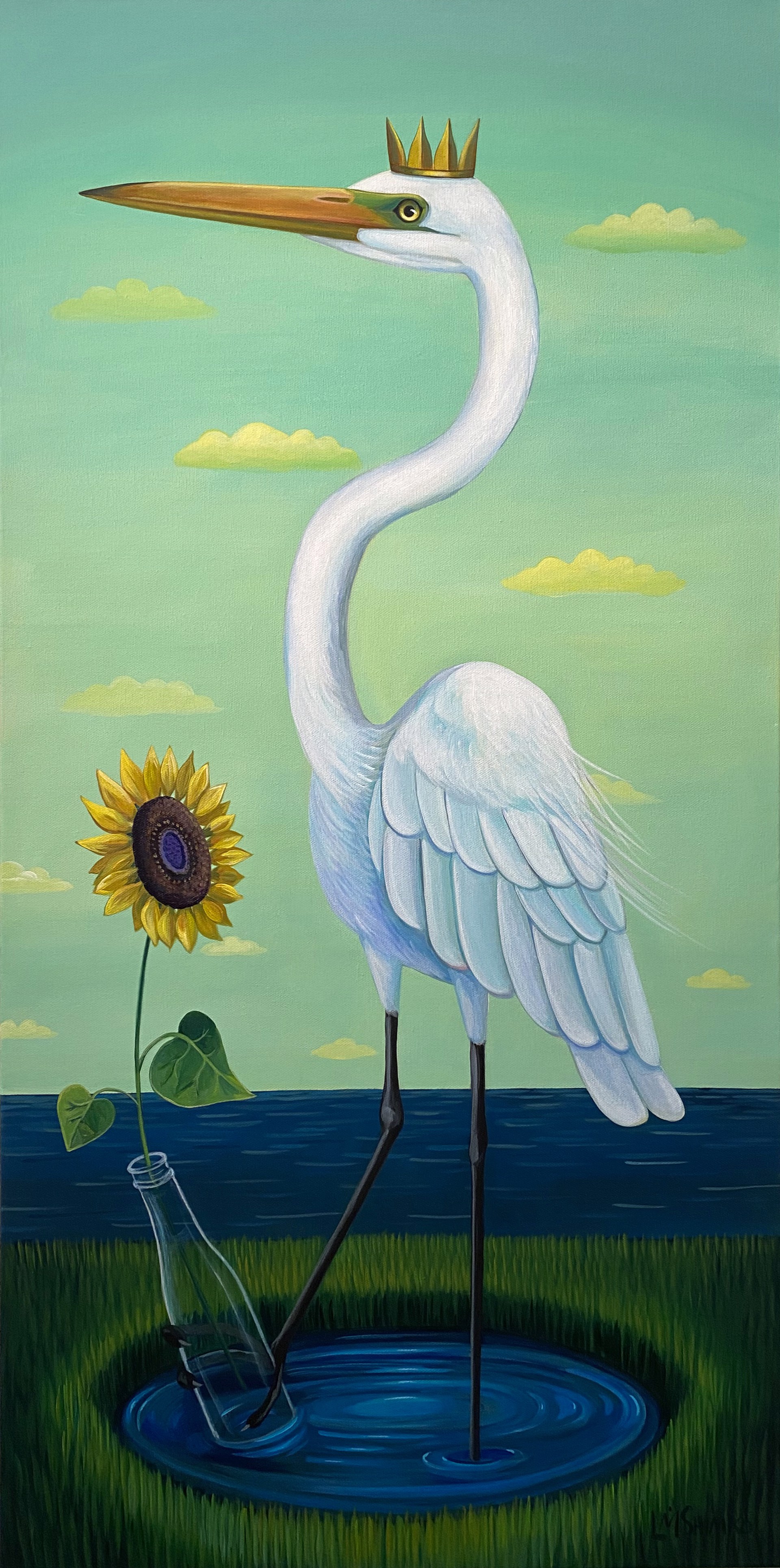 Great Egret Sunflower by Lisa Shimko