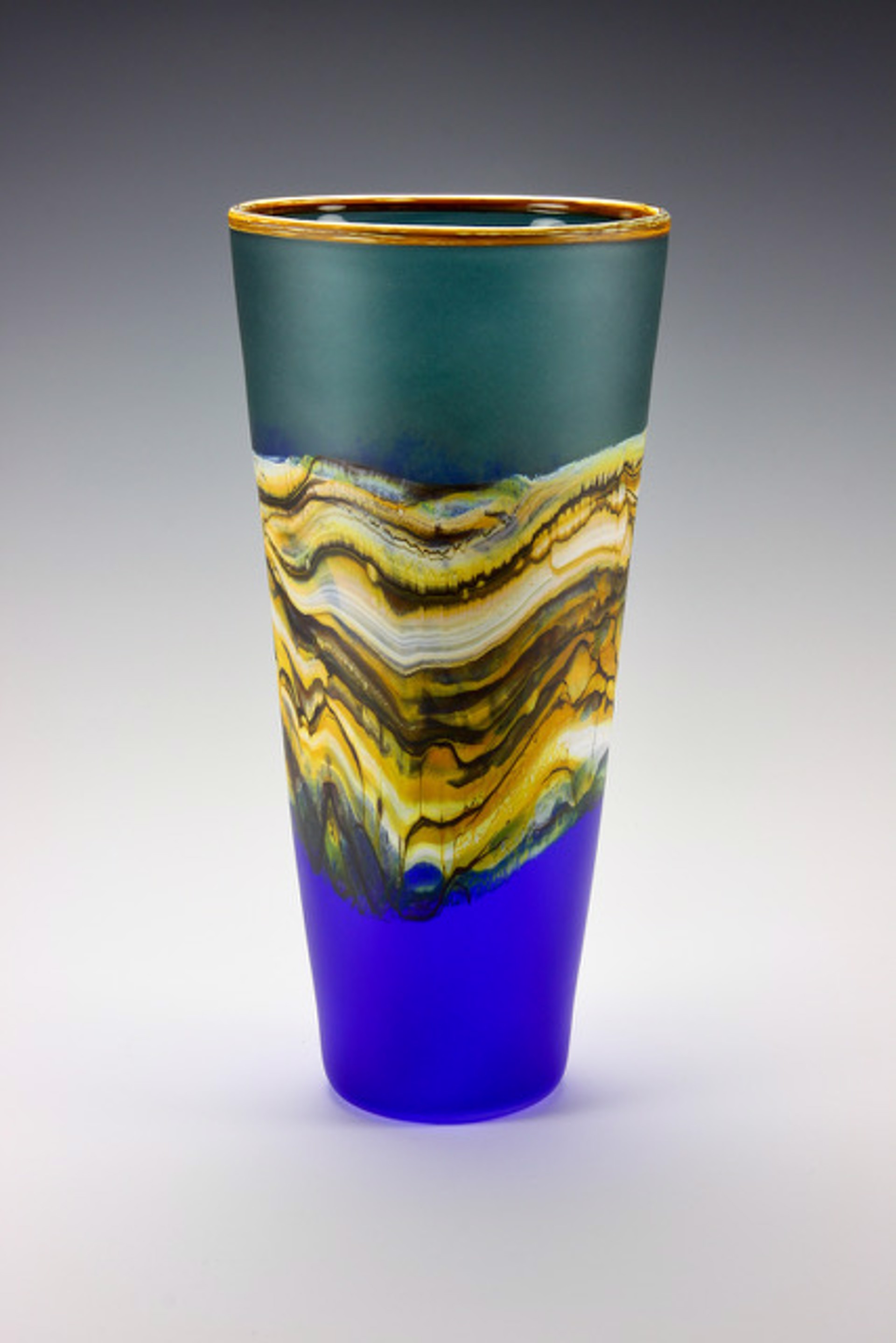 Sage and Cobalt Cone Vase in Satin Finish by Danielle Blade Stephen Gartner