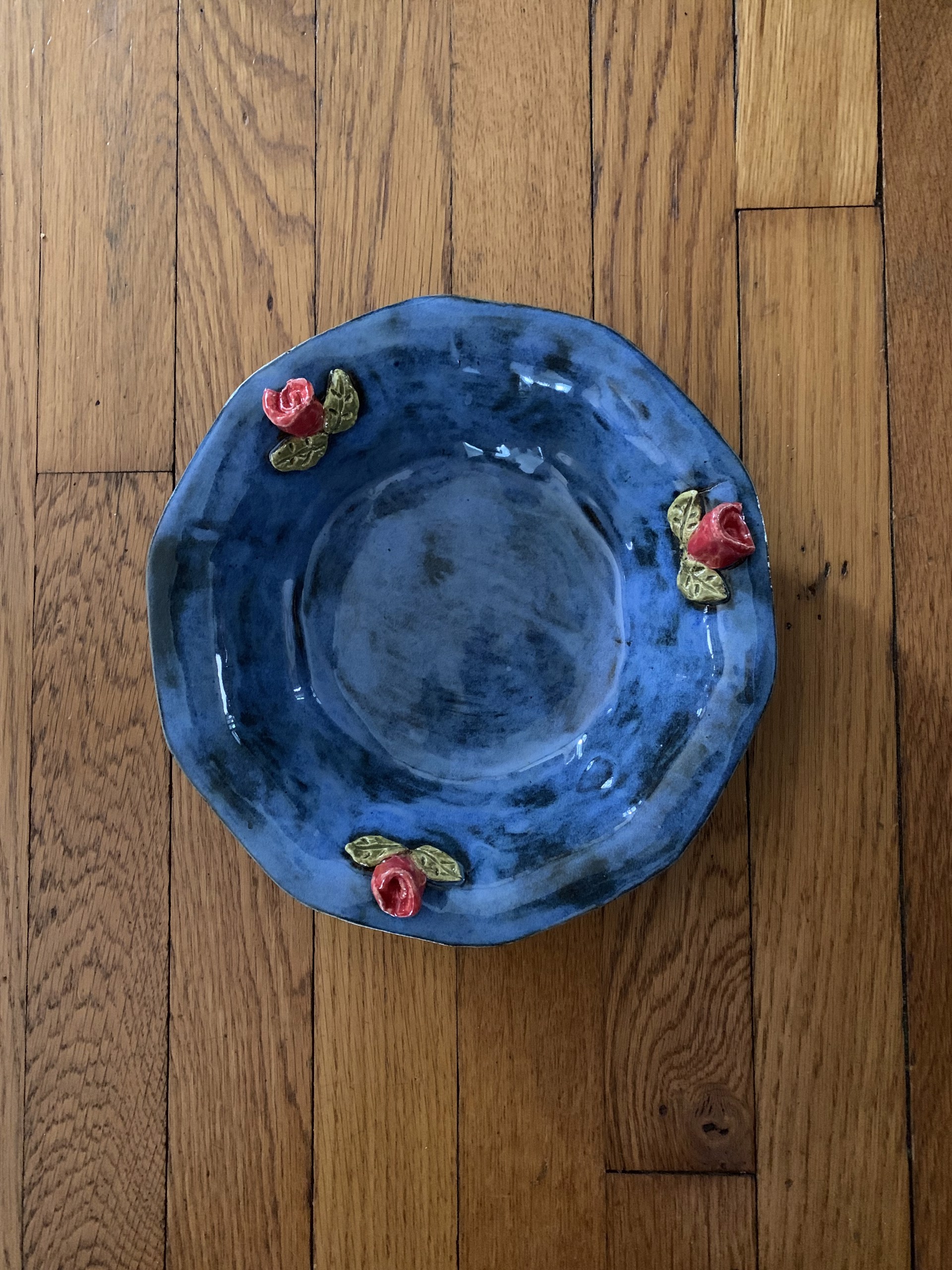 9 in Bowl with Roses, medium blue by Michael Hagan