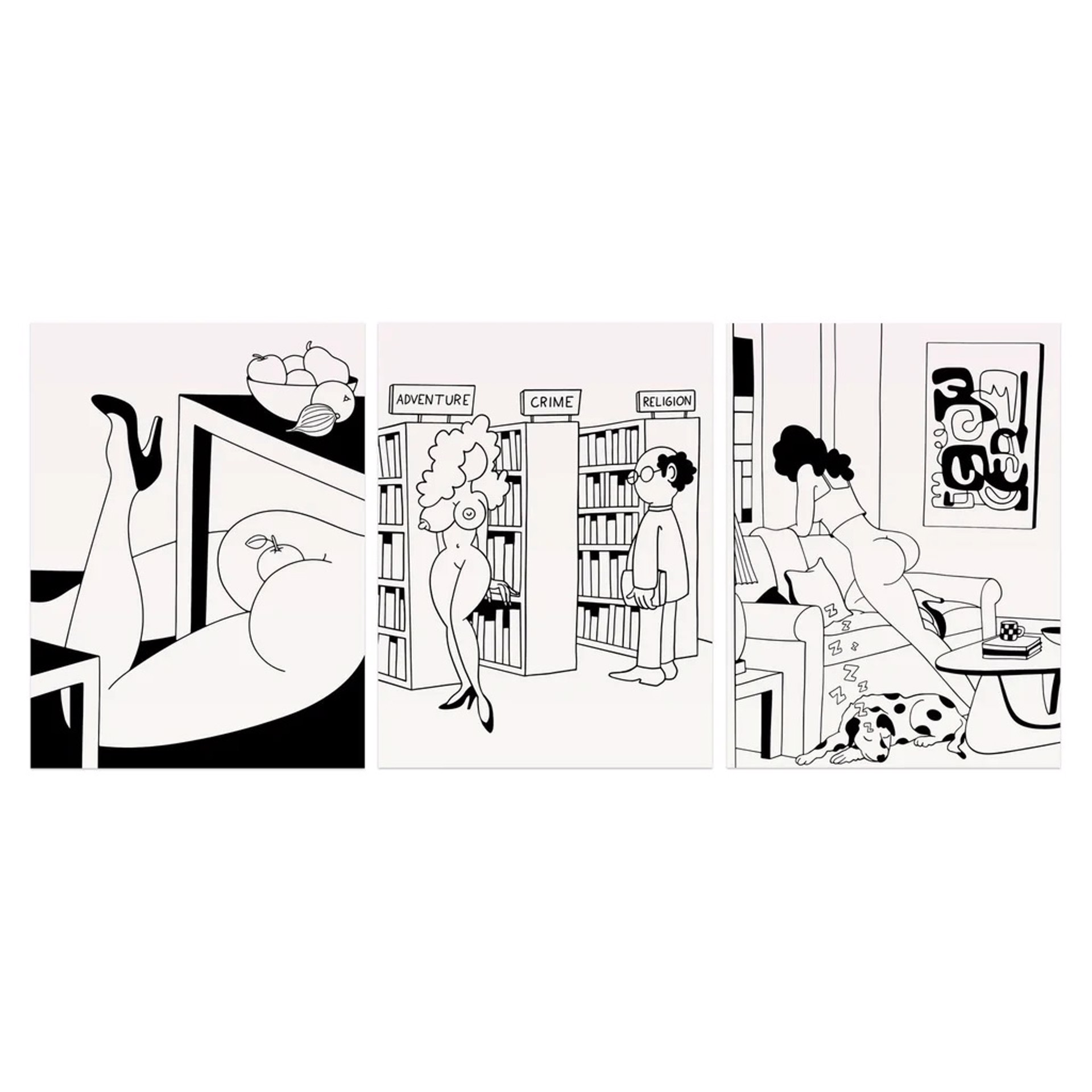 Black Illustrations (Set of 3) by Fucci