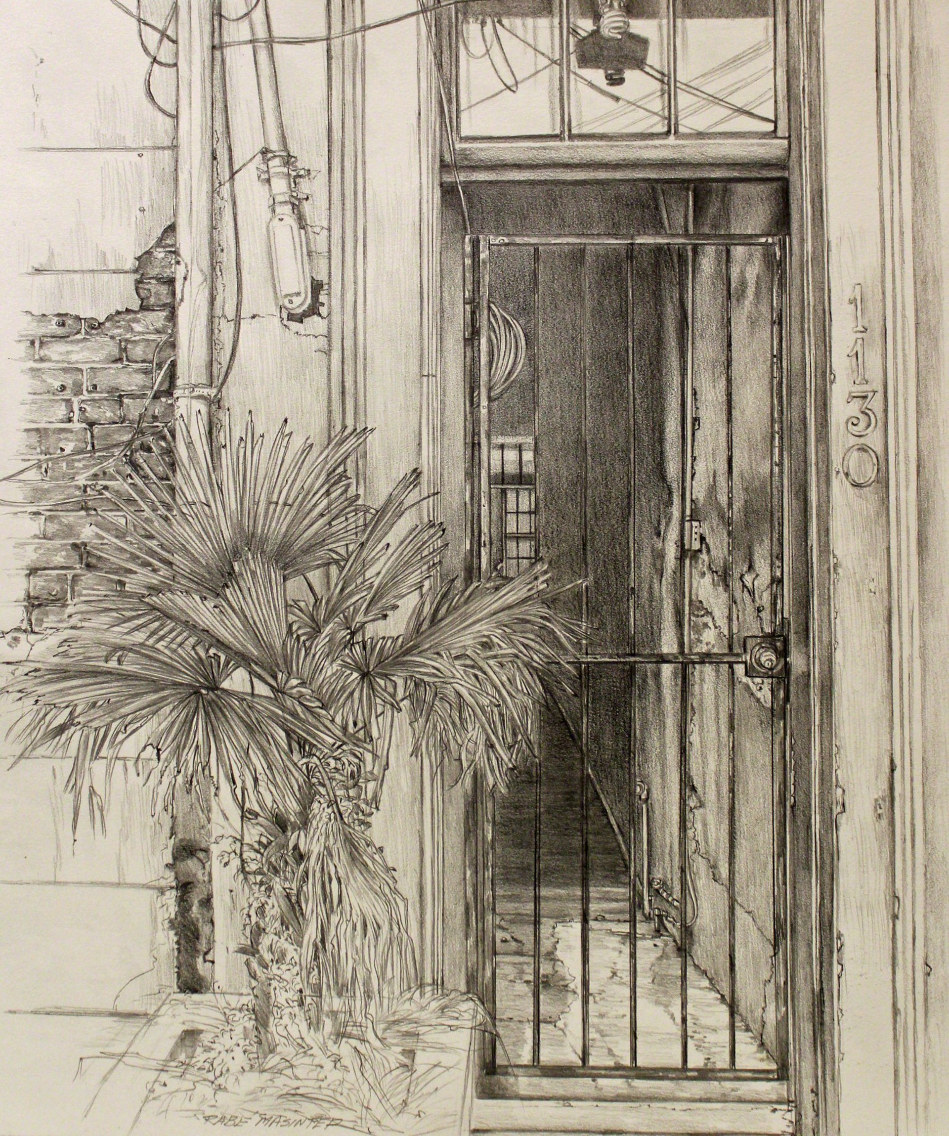 Door and Palm by Shirley Rabe' Masinter