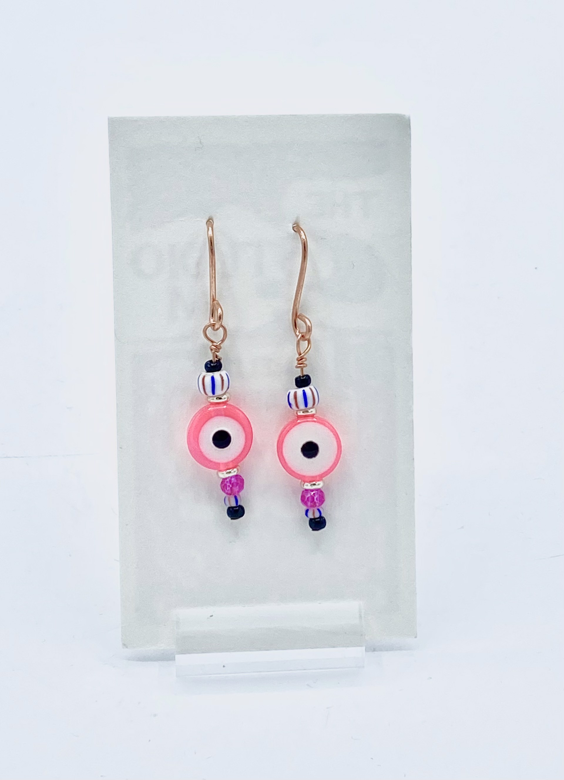 Pink Evil Eye Earrings by Emelie Hebert