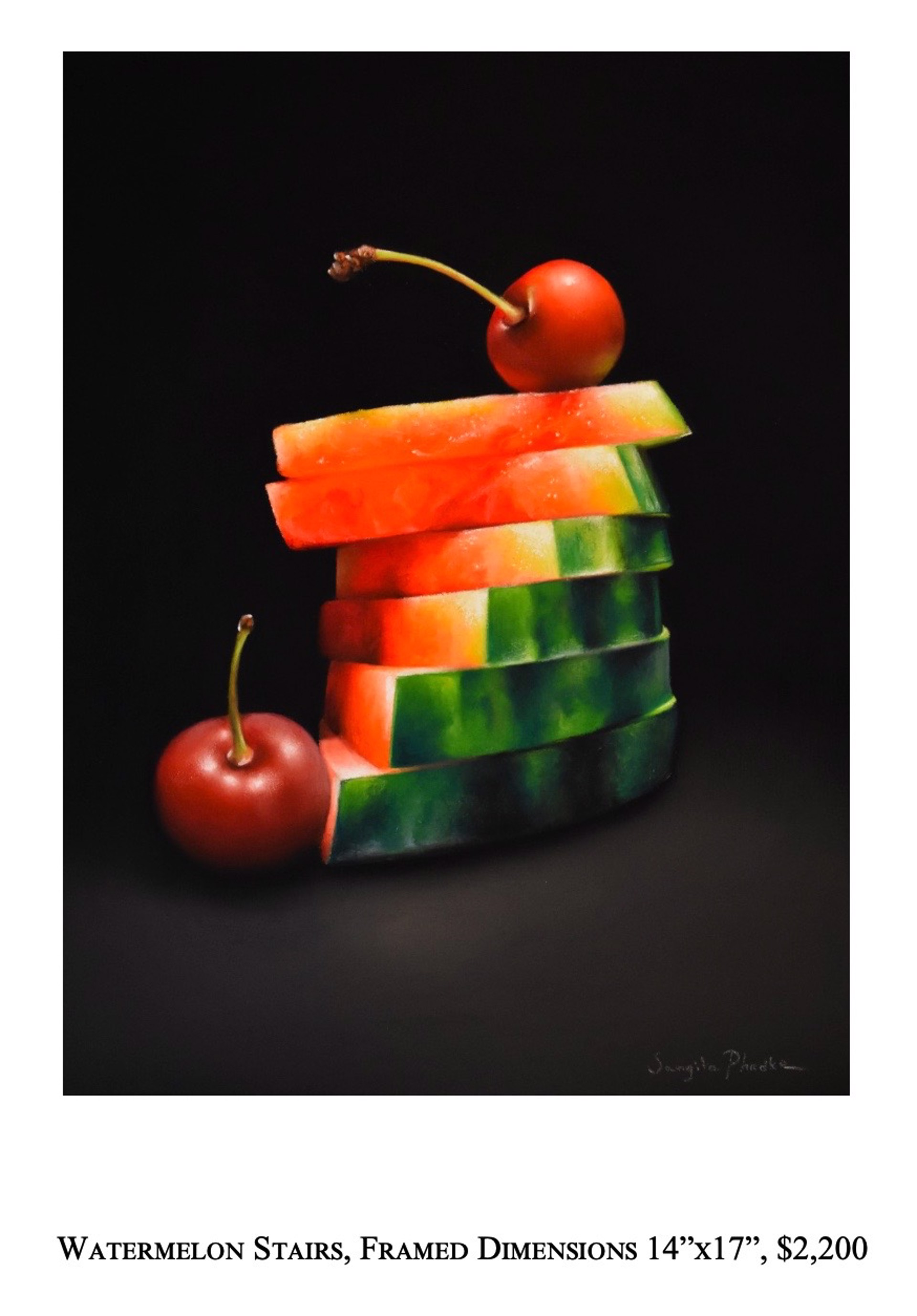 Watermelon Stairs (17" x 14" Framed Dimensions) by Sangita Phadke