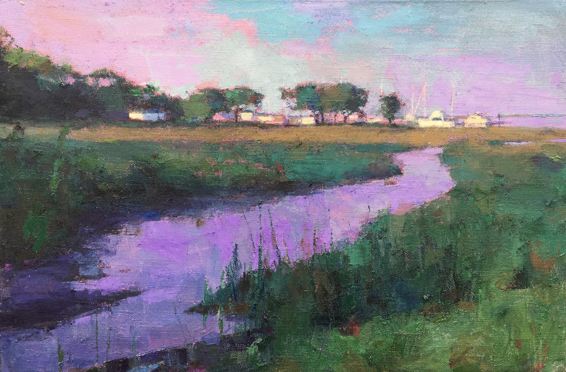 "Purple Creek" original oil painting by Larry Horowitz