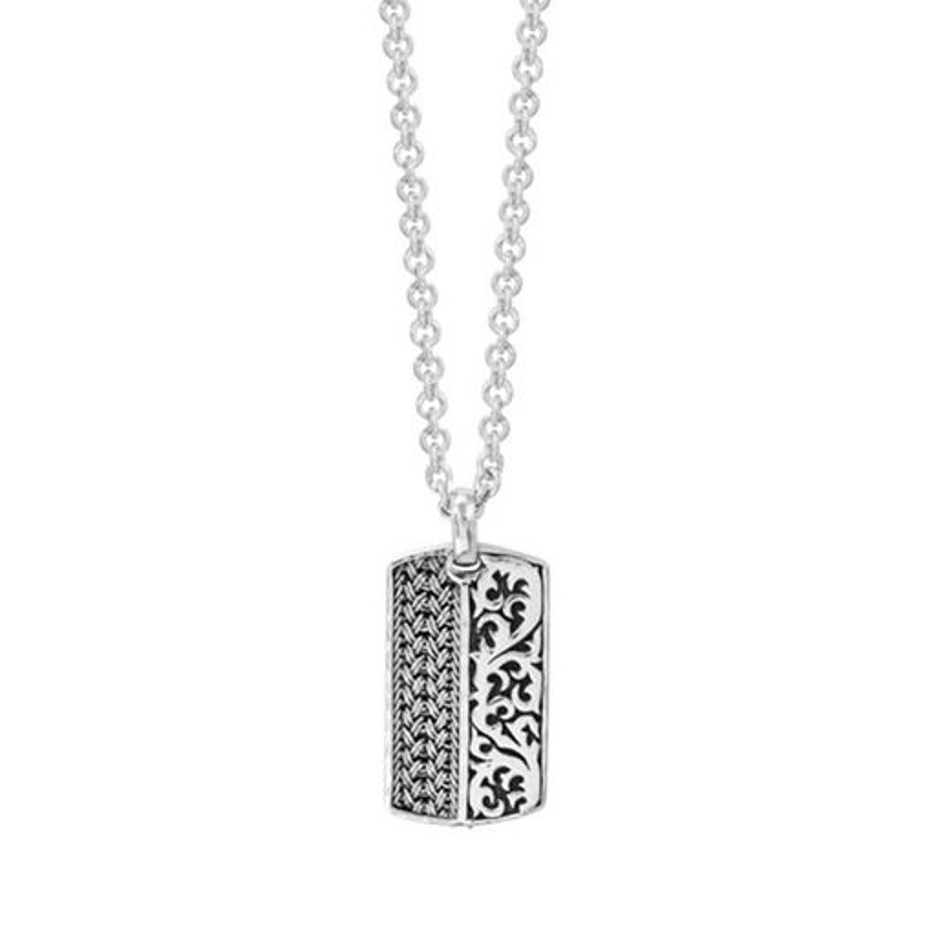 7000 Mens Sterling Silver Woven and Engraving Dog Tag by Lois Hill