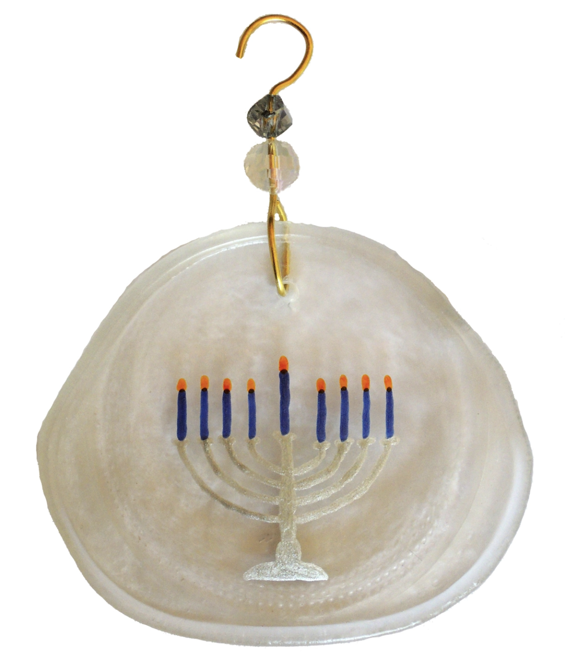 Ornament - Silver Menorah by Wine Bottle Art