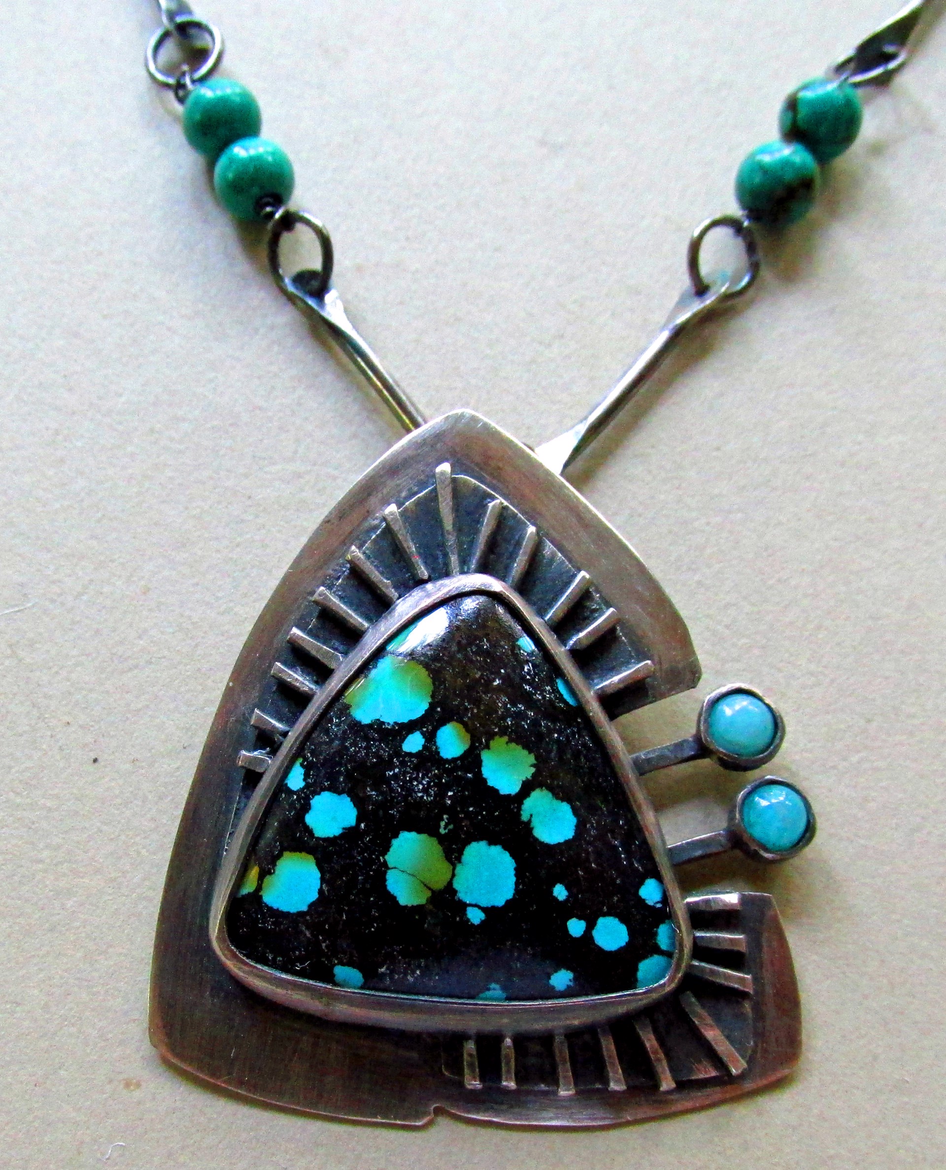 Turquoise and Amazonite on a Handmade Necklace Chain with Turquoise Beads by Anne Rob