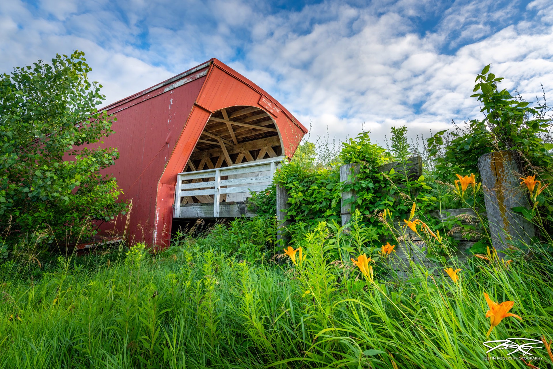 Sunset at Holliwell Covered Bridge by Justin Rogers