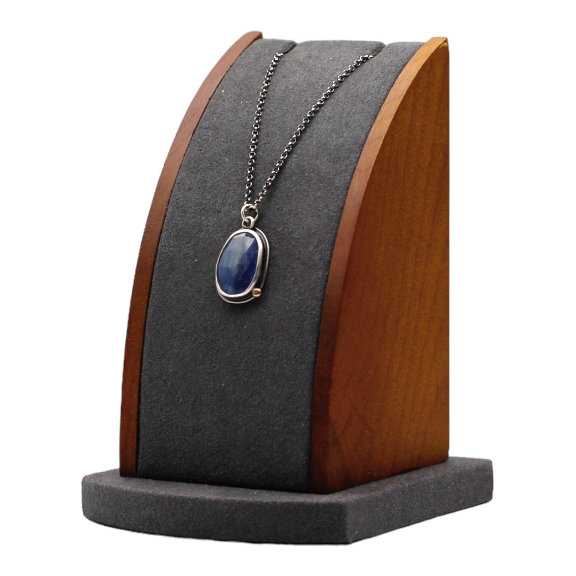 Blue Kyanite with 14k Gold Pebble Necklace  - 17"chain by Kim Knuth