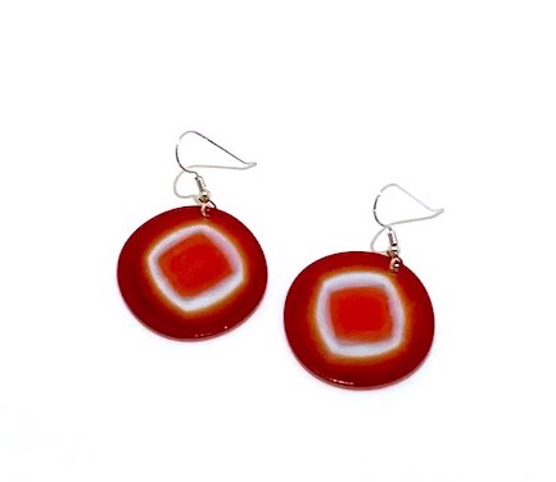 Compressed Glass Earrings - Red by Chris Cox