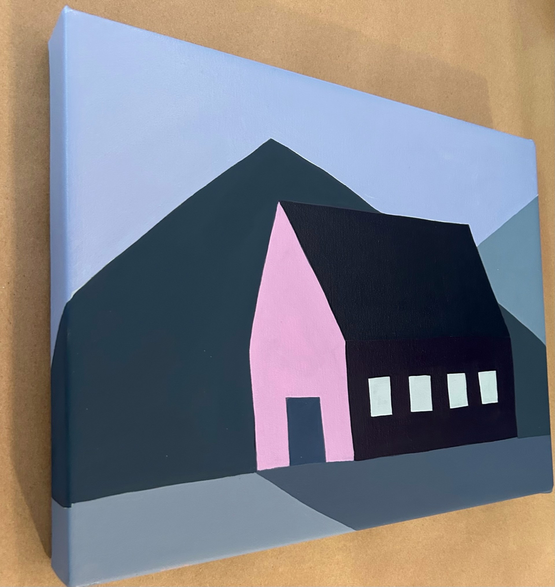 Purple Barn with Two Mountains by Sage Tucker-Ketcham
