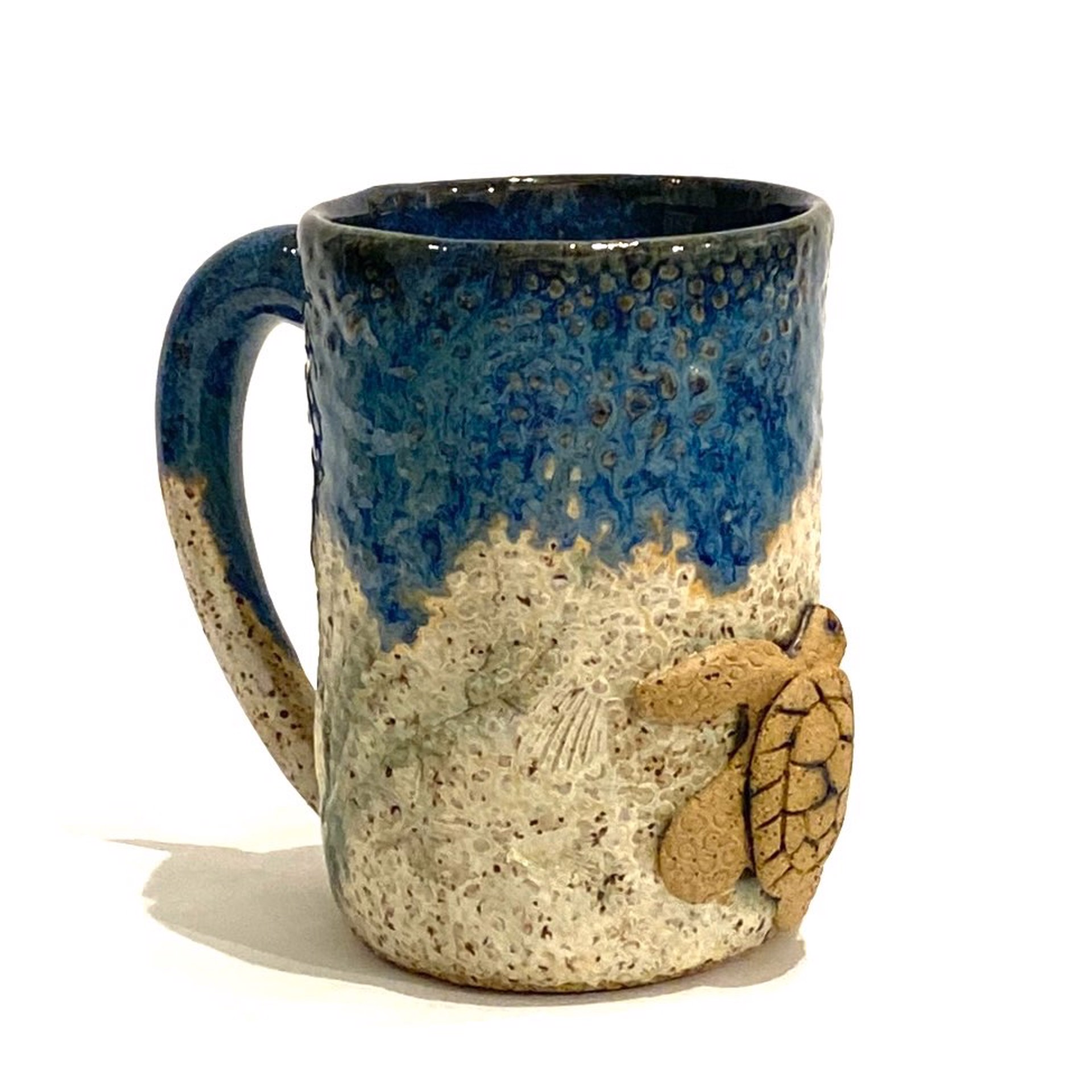 LG23-978a Turtle Mug (Blue Glaze) by Jim & Steffi Logan