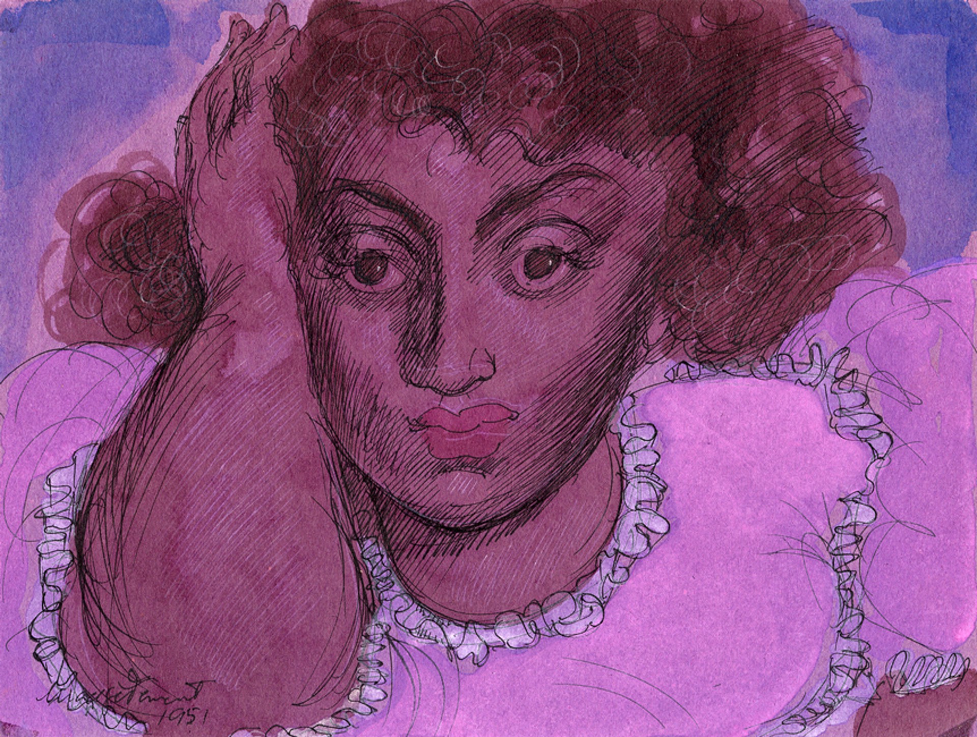 Hawaiian Girl in Purple by Madge Tennent