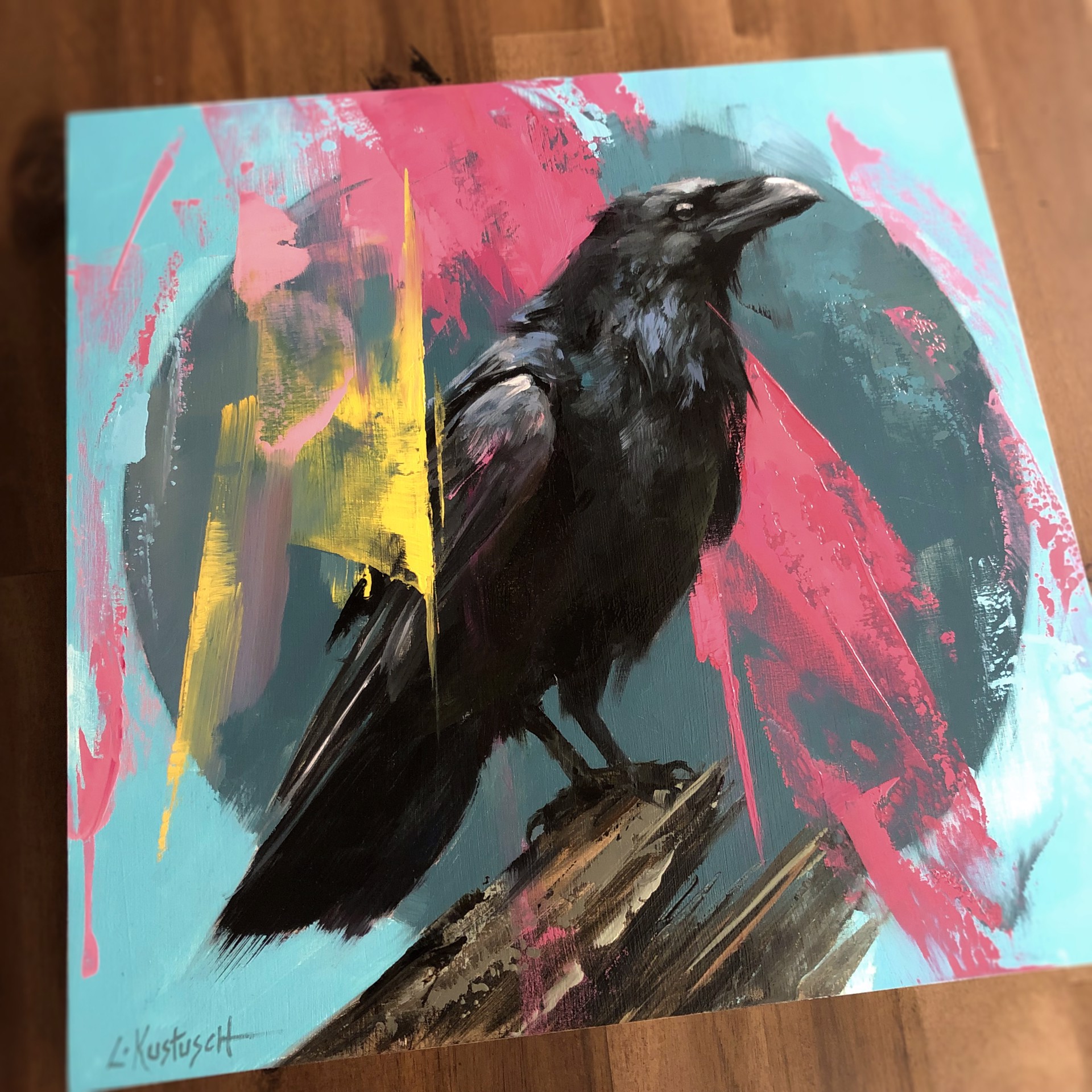 The Raven on Shades of Turquoise by Lindsey Kustusch