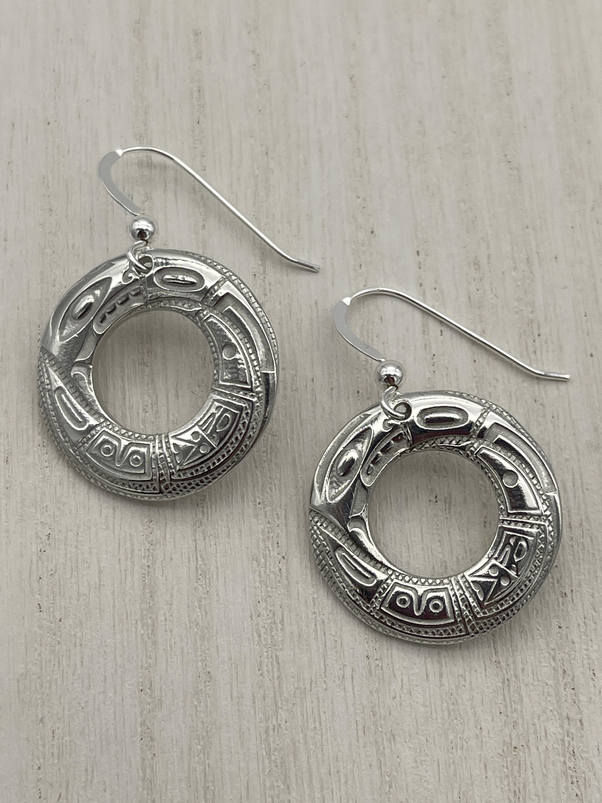 Silver Pewter Chilkat Earrings by Corrine Hunt