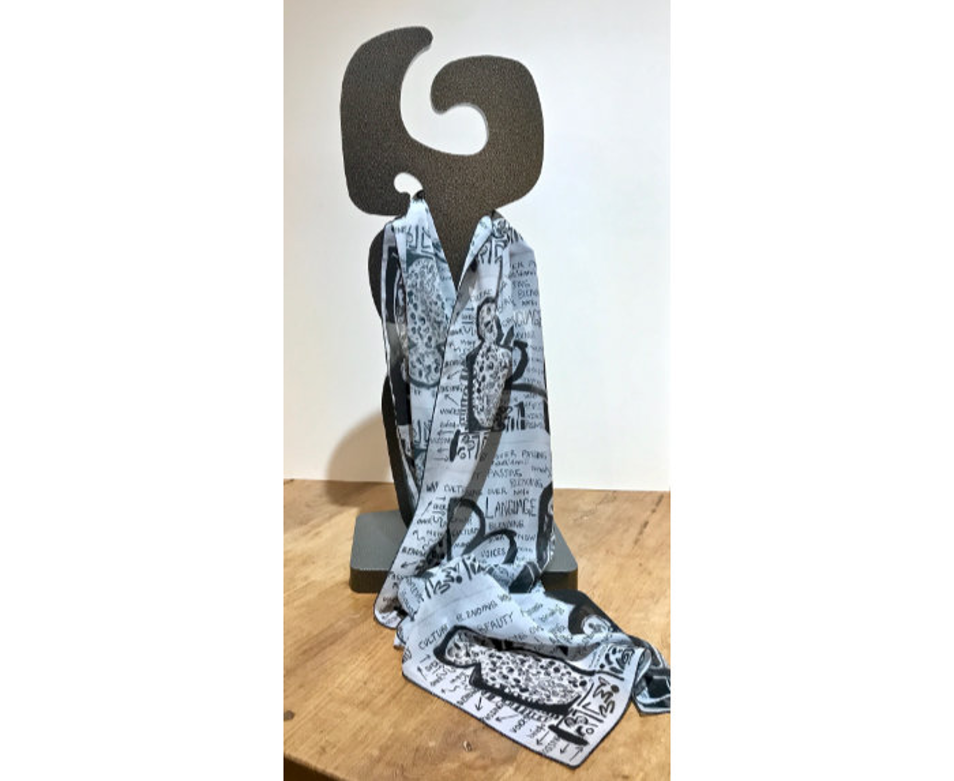 Crossing Over black and white scarf by Melanie A. Yazzie