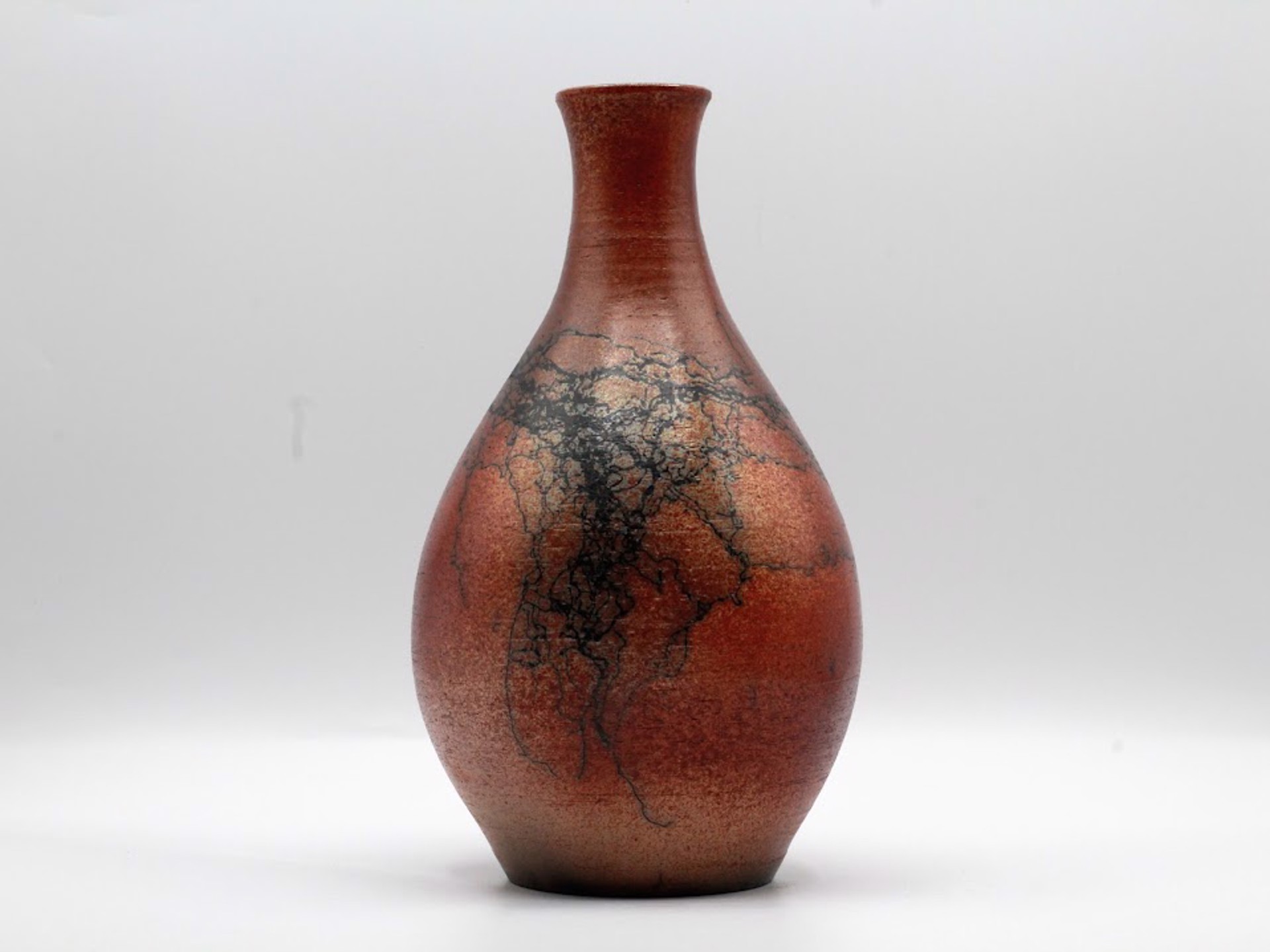 Medium Neck Copper Raku Vase by Kevin Silkwood