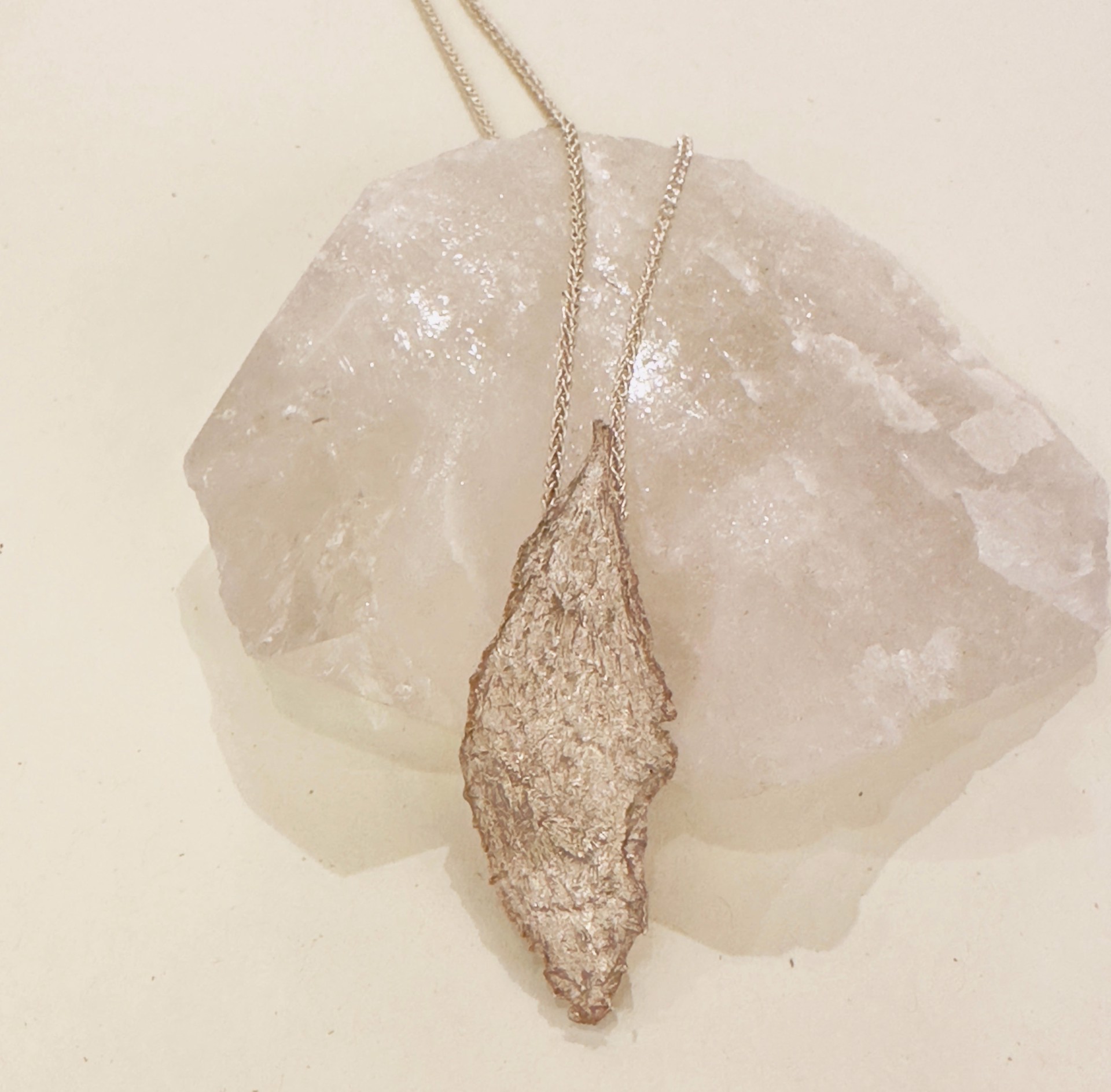 Silver Cast Tea Leaf Necklace by Clementine & Co. Jewelry