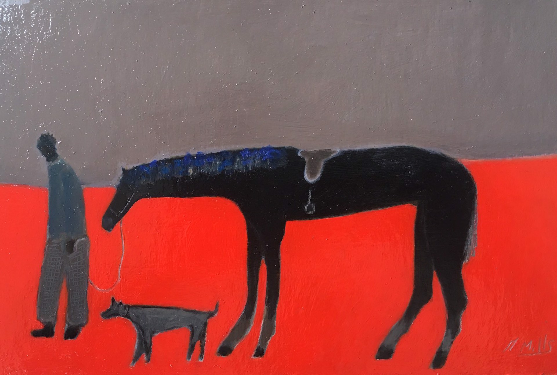 Walking The Track/ Blue Flowers in His Mane.  by Gigi Mills